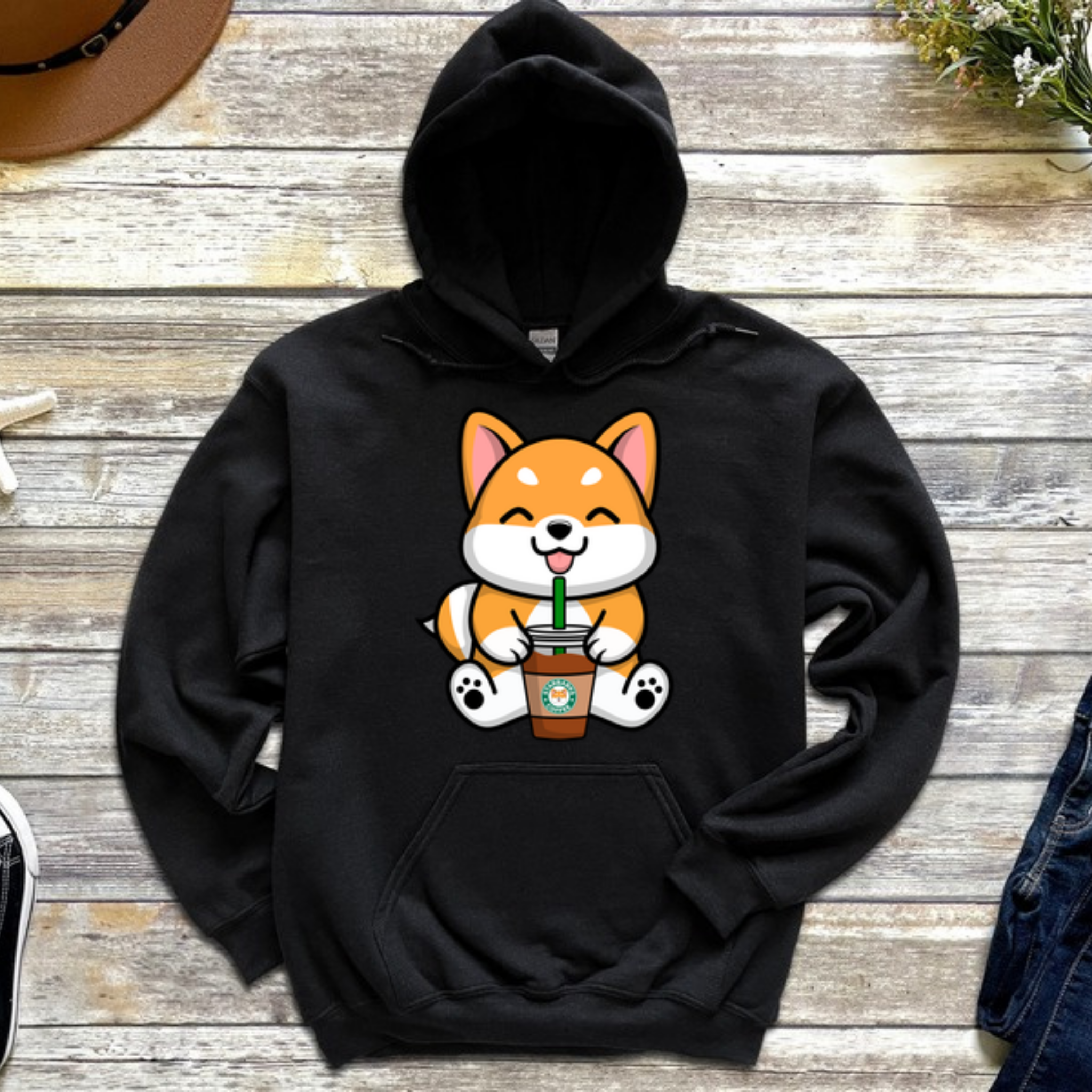 Puppy with Coffee Hoodie