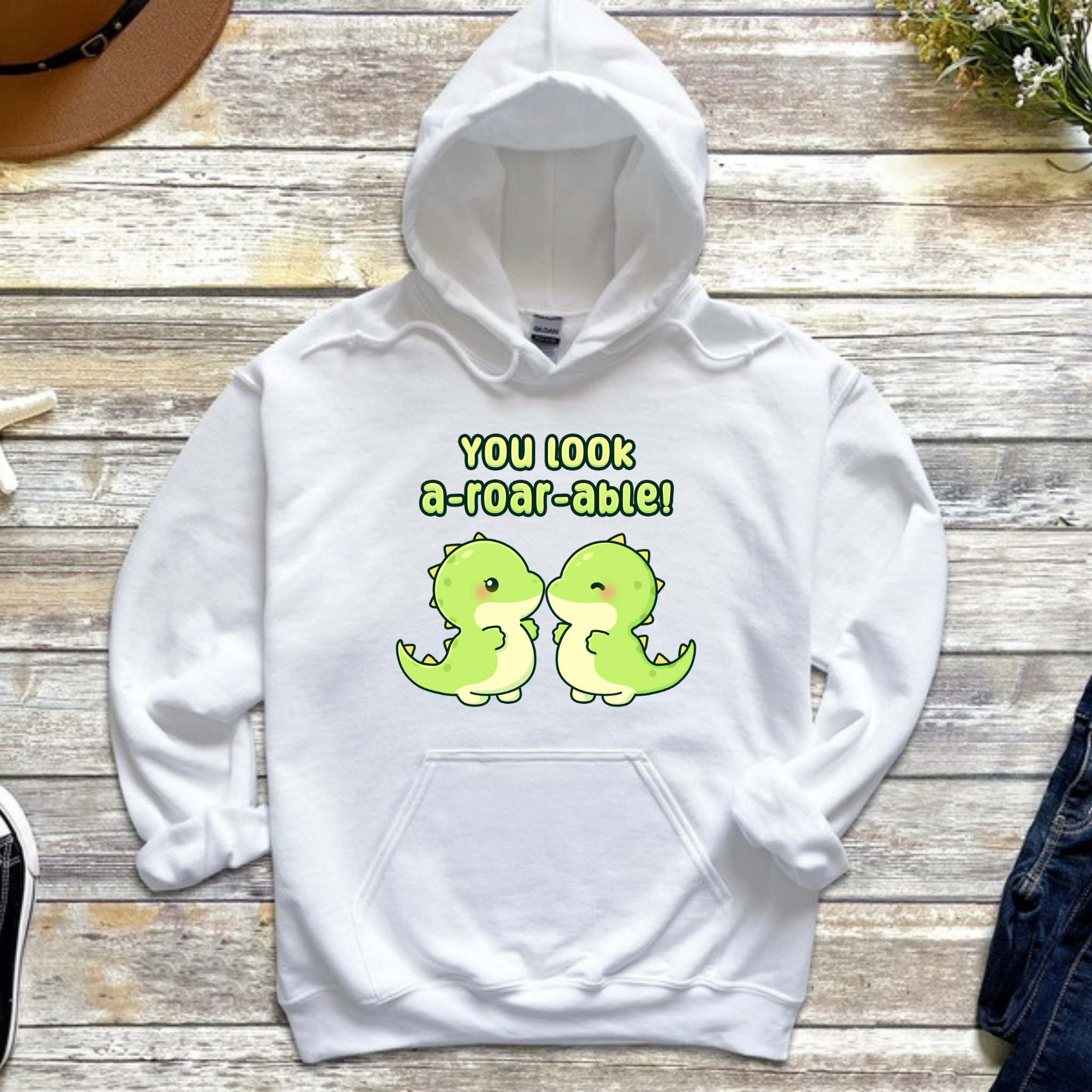 You Look A-Roar-Able! Dinosaur Couple Hoodie