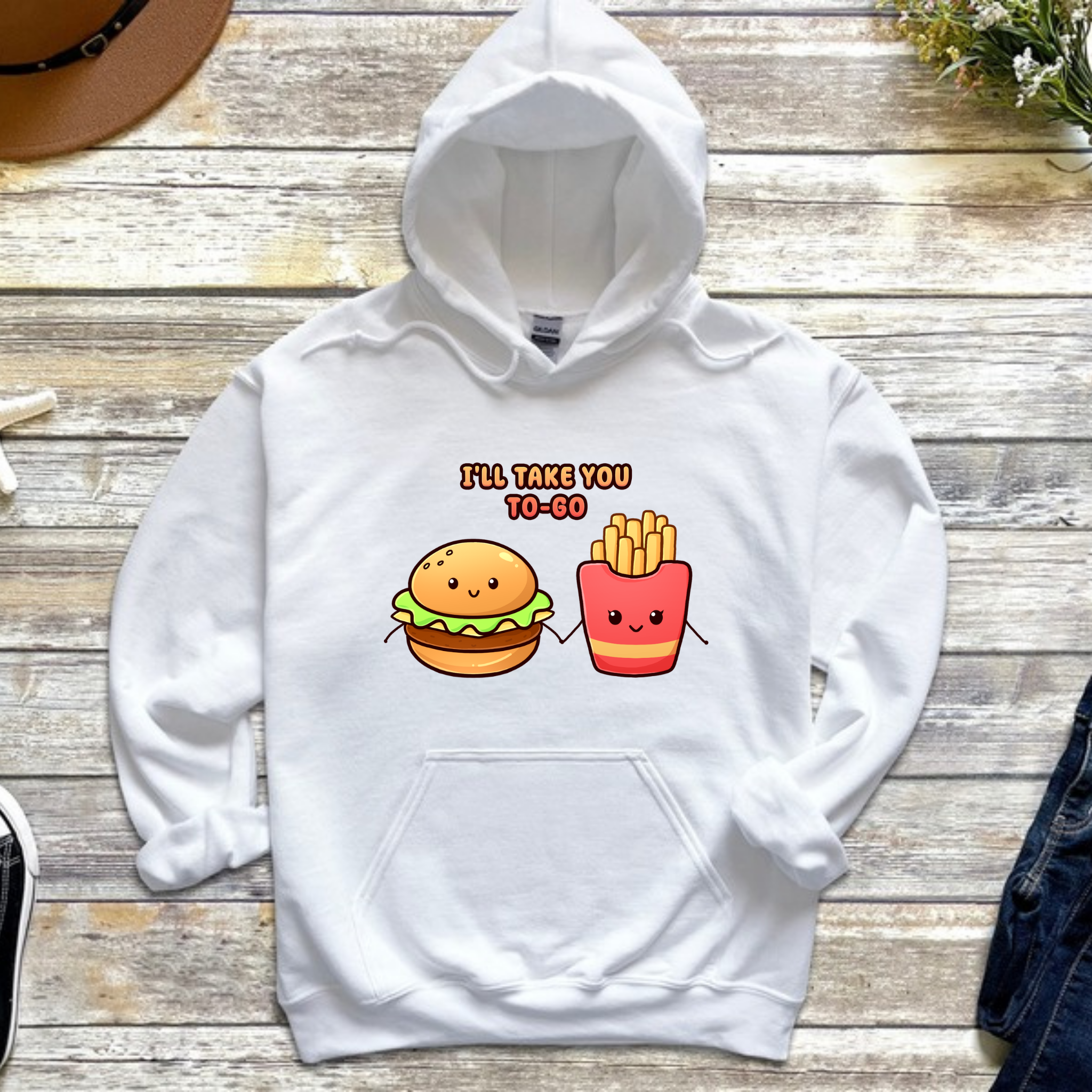 I'll Take You To-Go Burger and Fries Couple Hoodie
