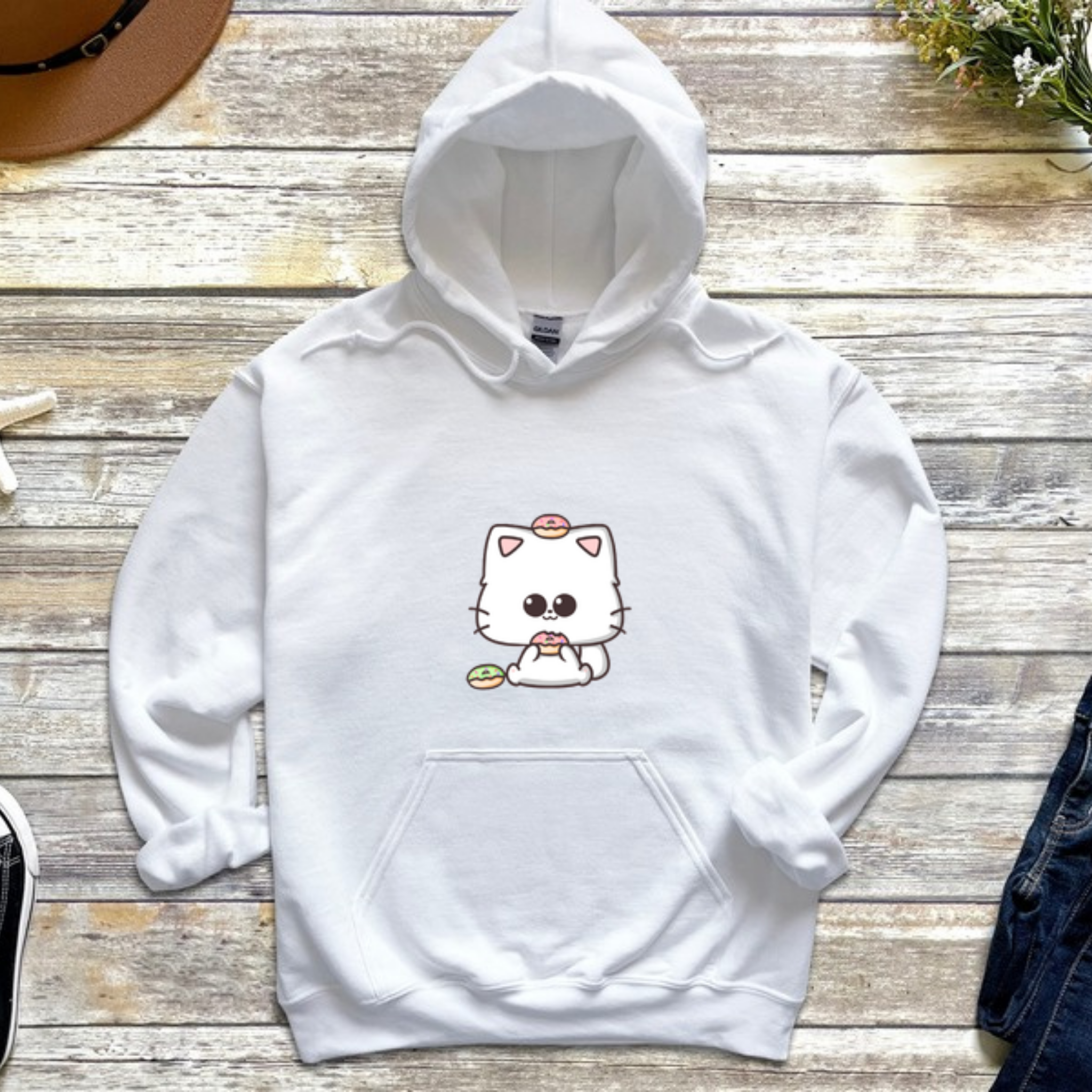 Kitten Eating Donuts Hoodie