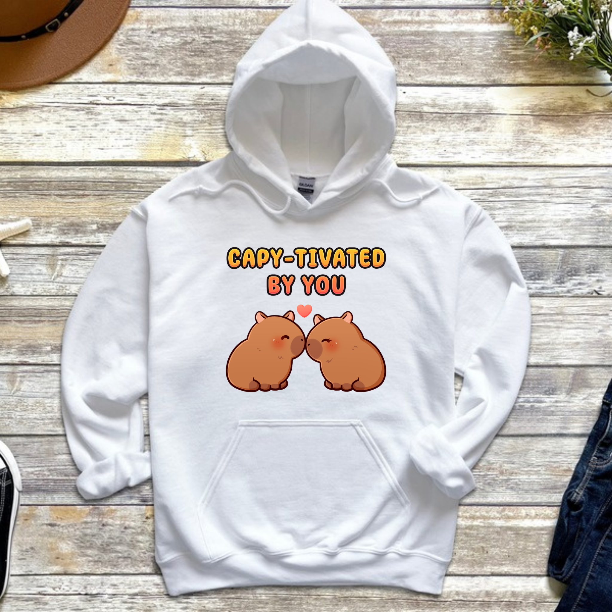 Capy-tivated by You Capybara Couple Hoodie
