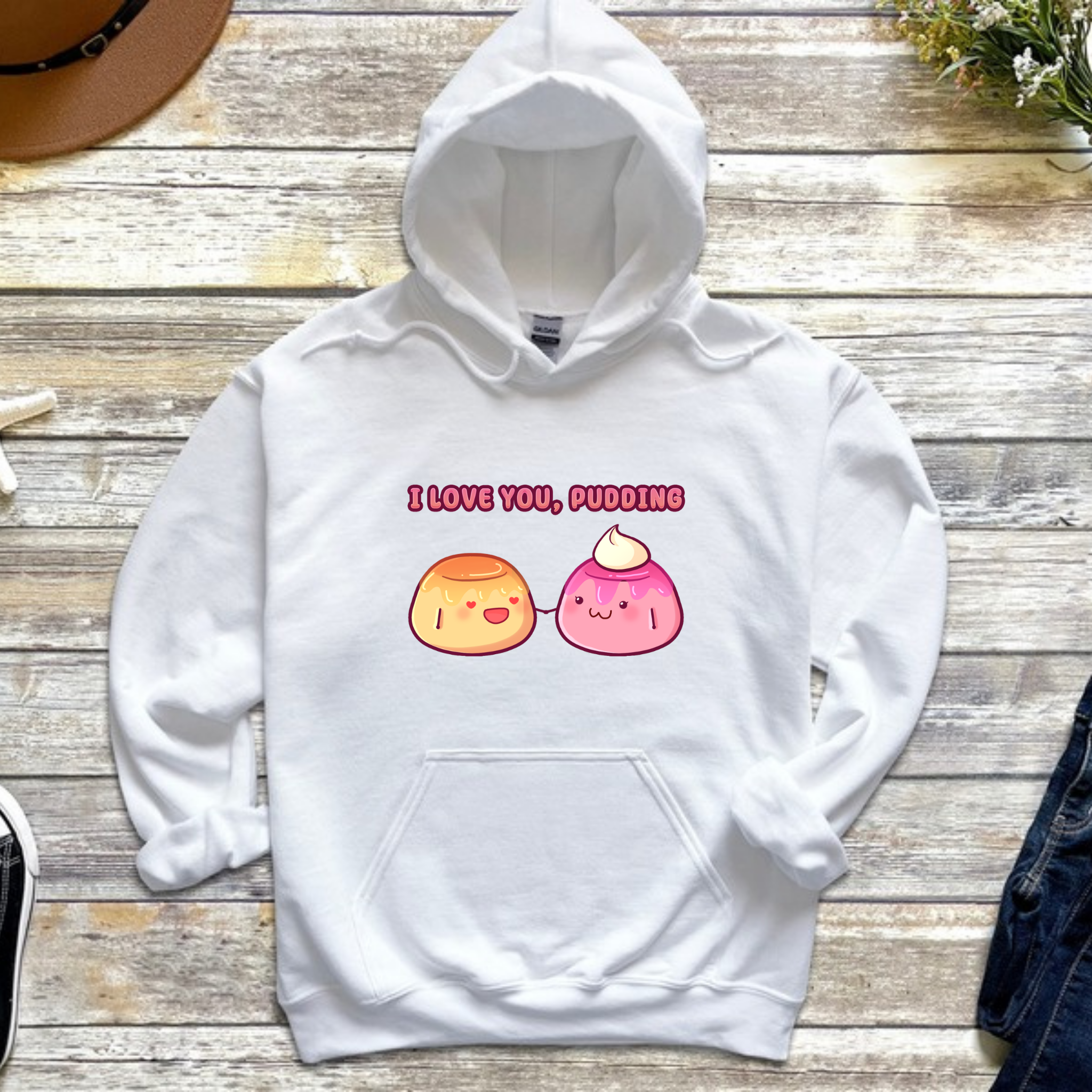 I Love You, Pudding Flan and Pudding Couple Hoodie