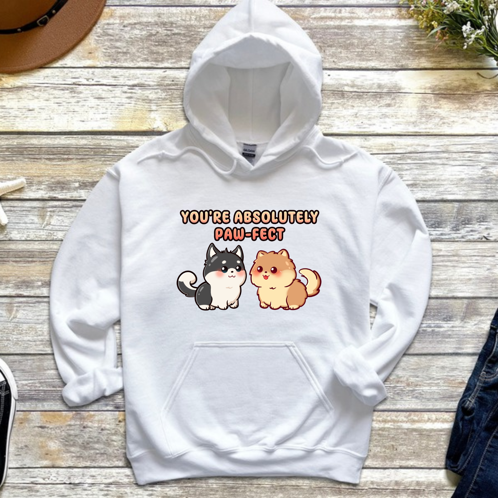 You're Absolutely Paw-fect Dog Couple - Husky & Pomeranian Hoodie