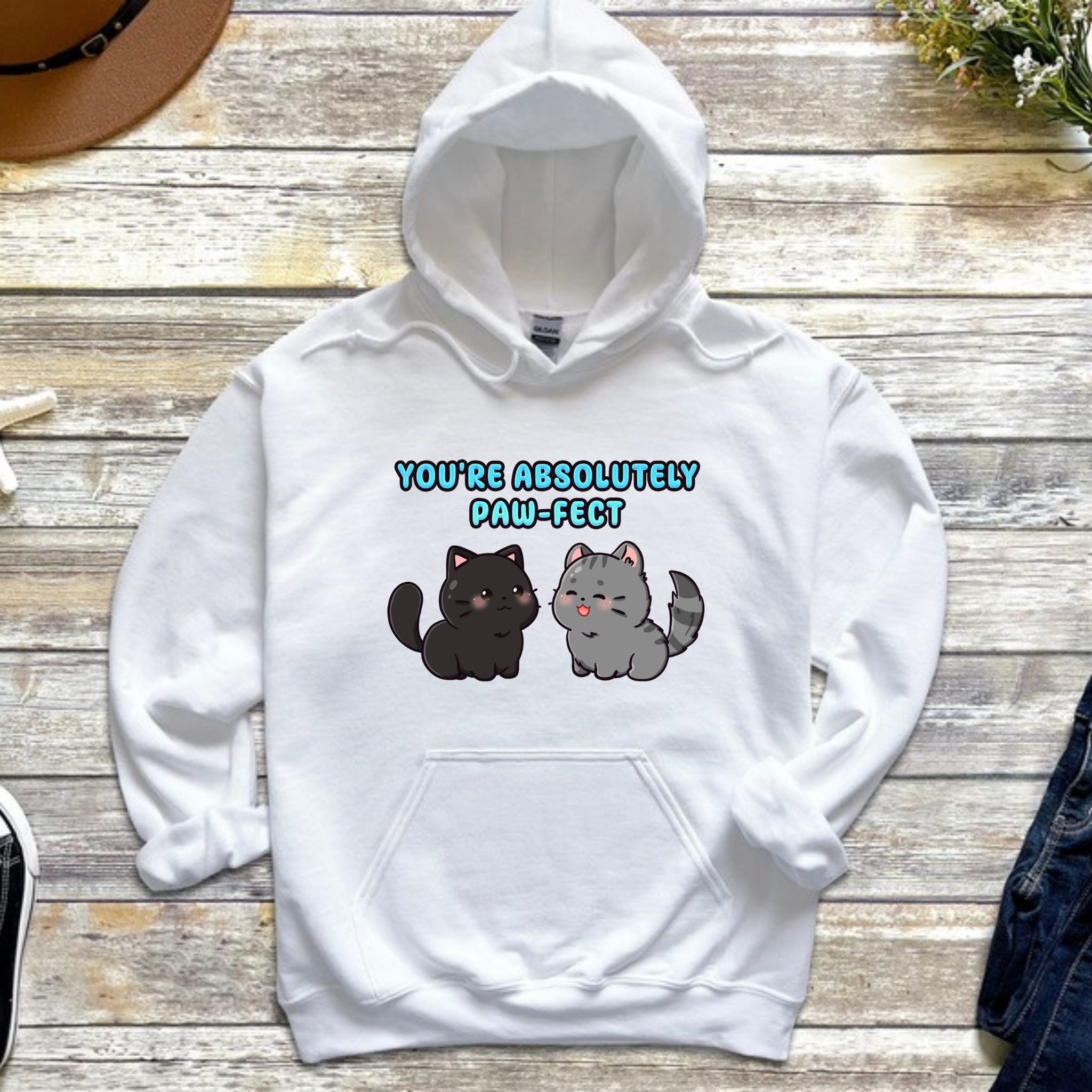 You're Absolutely Paw-Fect Cat Couple Hoodie