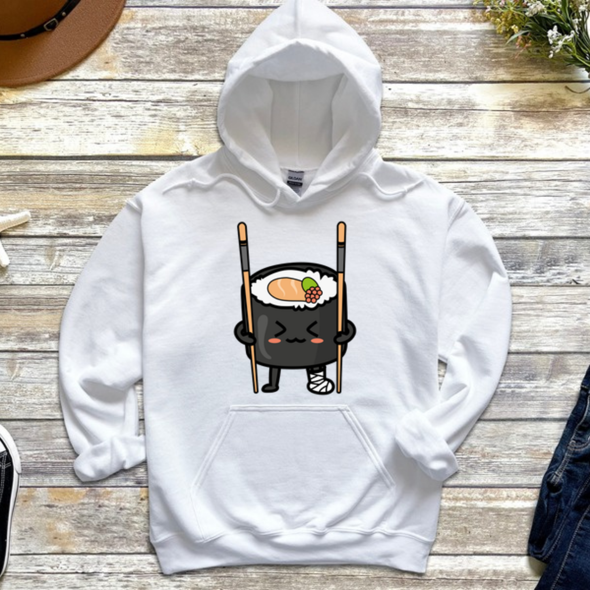 Sushi on Chopstick Crutches Hoodie