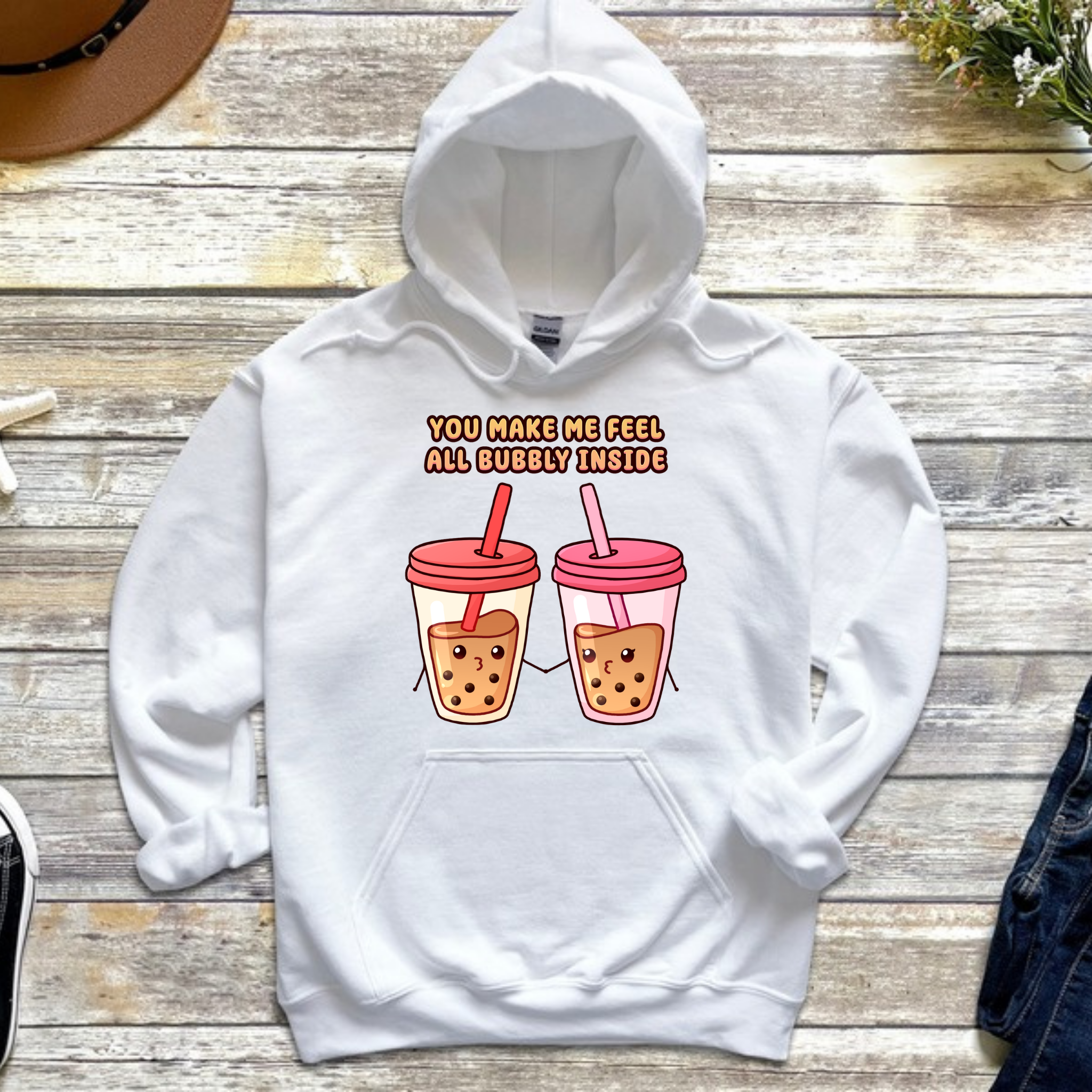You Make Me Feel All Bubbly Inside Boba Tea Couple Hoodie