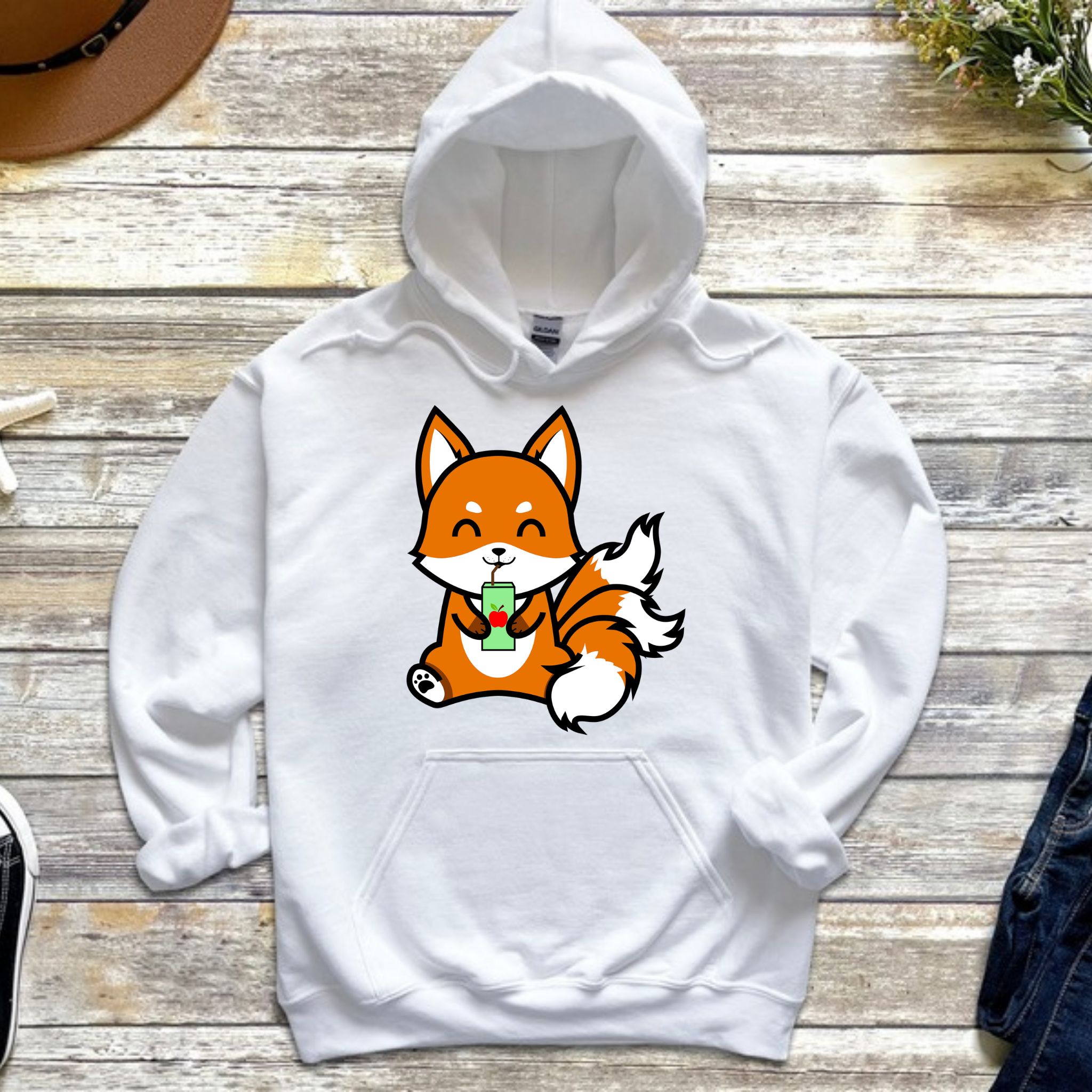 3-Tailed Fox Drinking Apple Juice Hoodie
