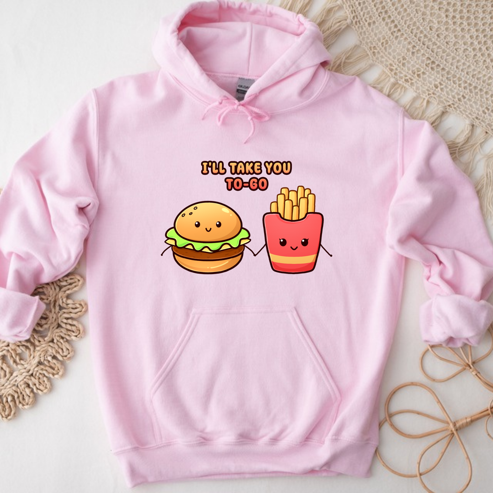 I'll Take You To-Go Burger and Fries Couple Hoodie
