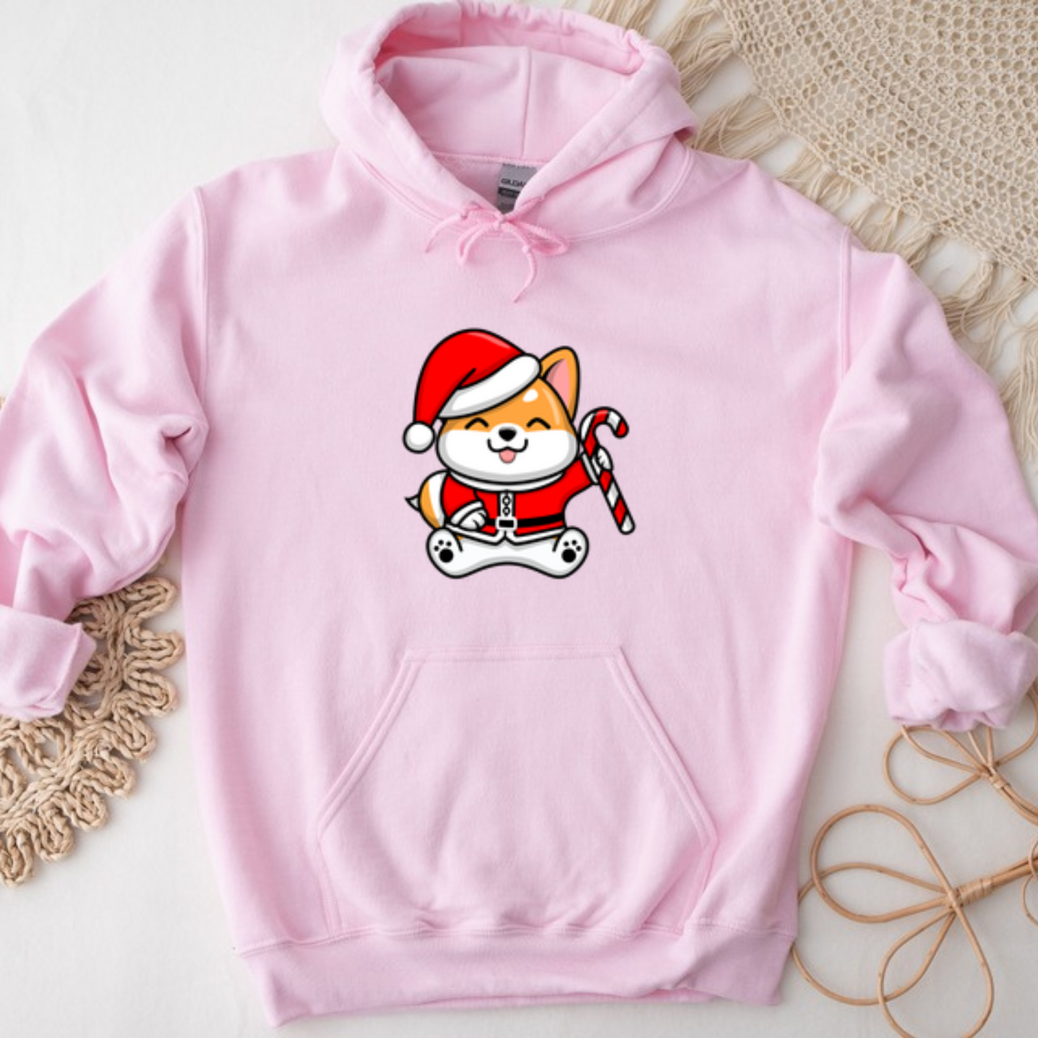 Santa Puppy with Candy Cane Hoodie