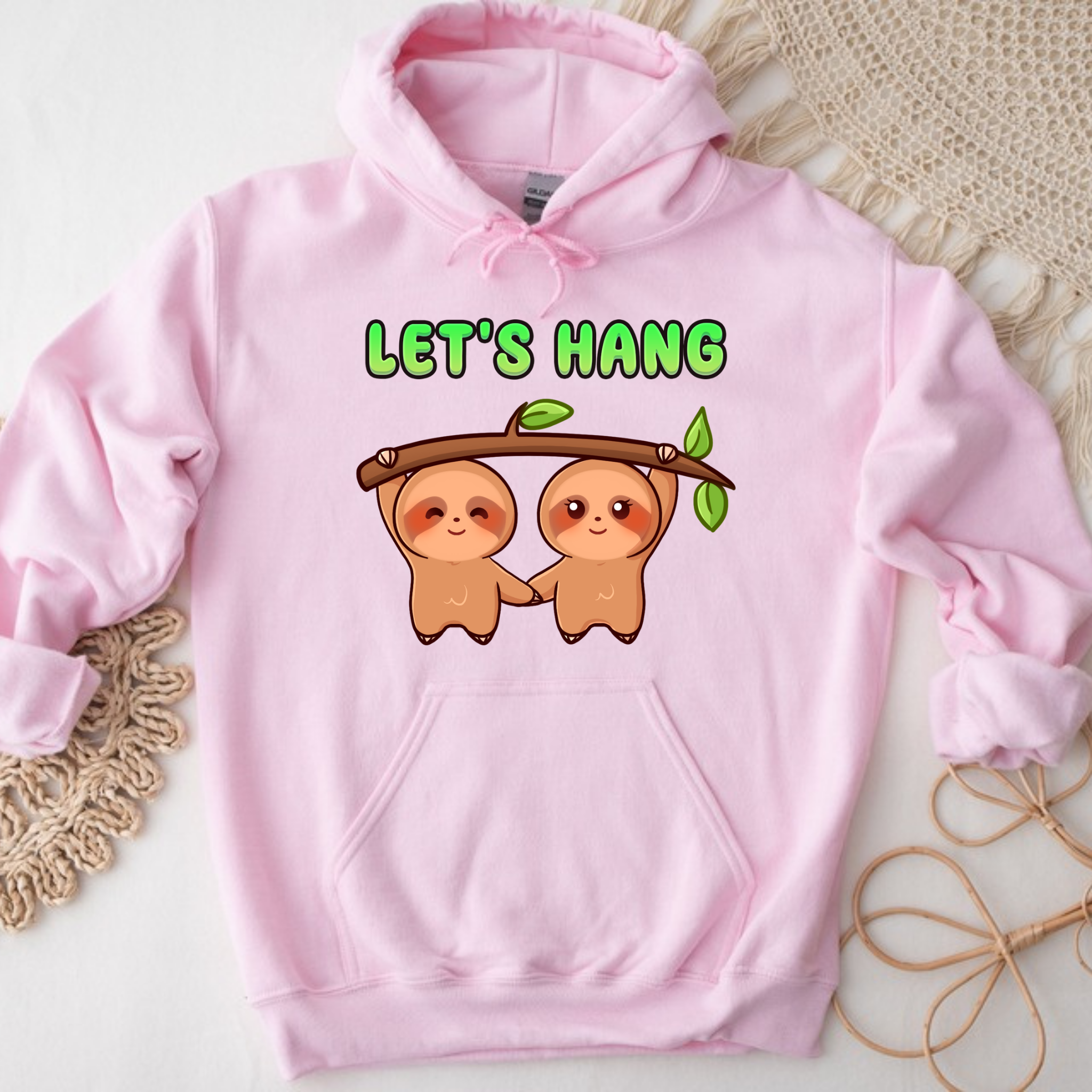 Let's Hang Sloth Couple Hoodie