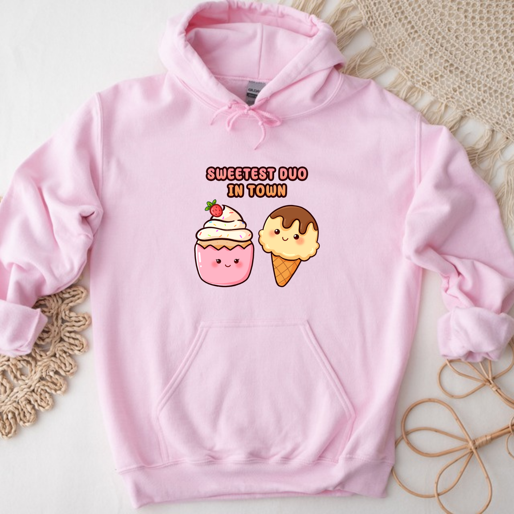 Sweetest Duo in Town Cupcake and Ice Cream Couple Hoodie