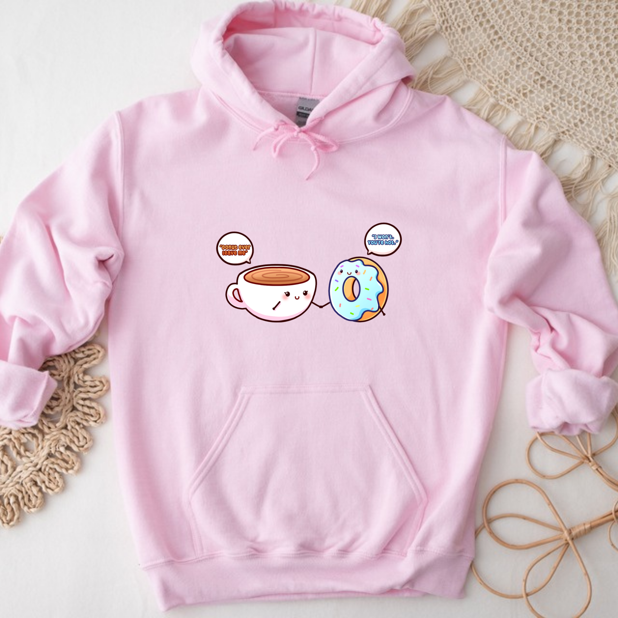 Donut Ever Leave Me Coffee and Donut Couple Hoodie