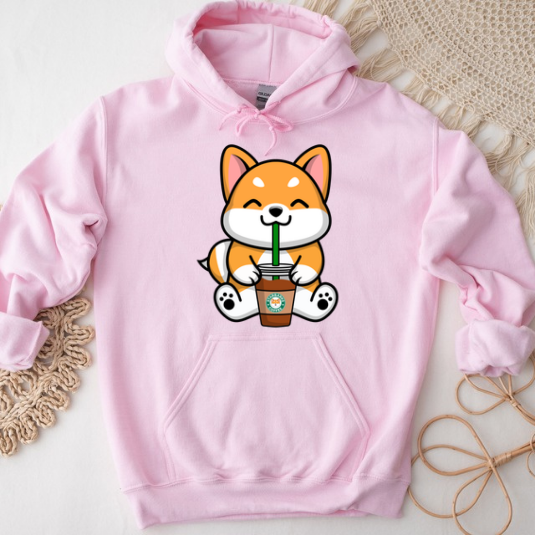 Puppy Drinking Coffee Hoodie