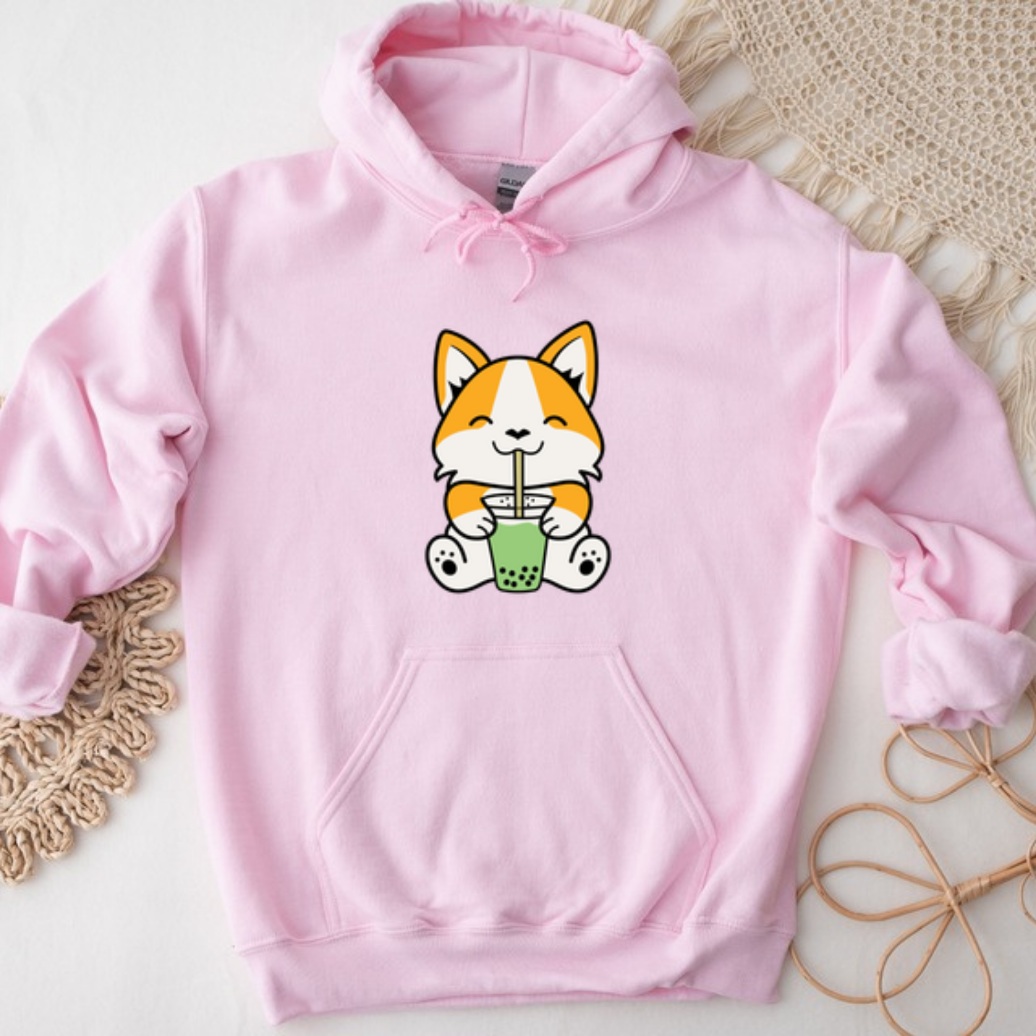Dog Drinking Boba Tea Hoodie