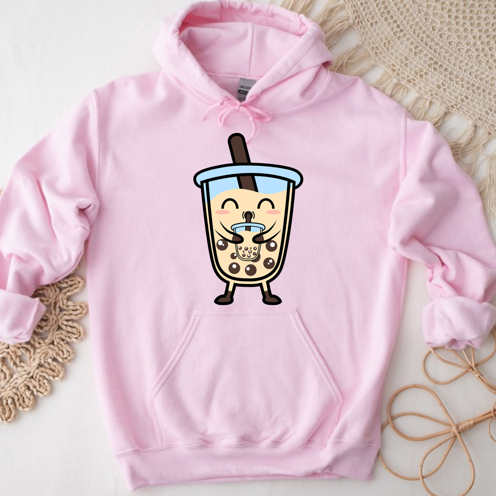 Boba Character Drinking Boba Tea Hoodie