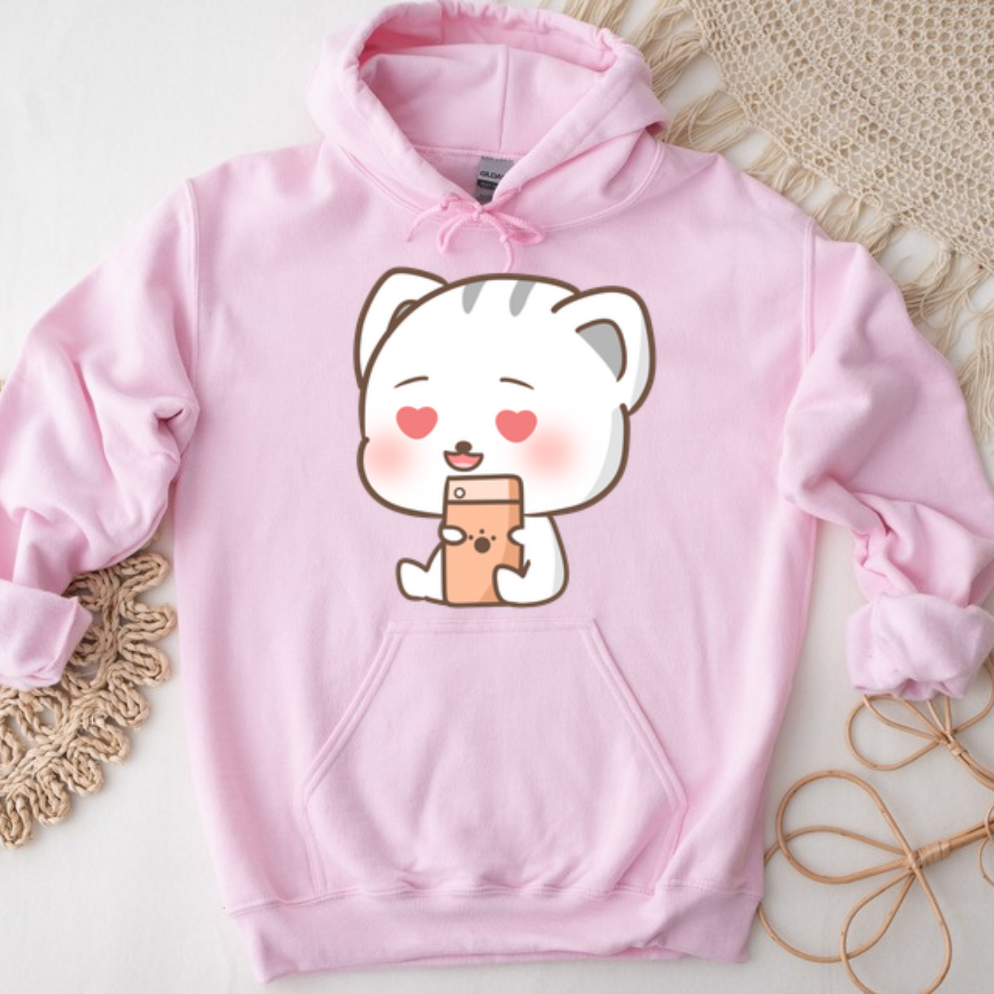 Texting in Love Kitten Hoodie