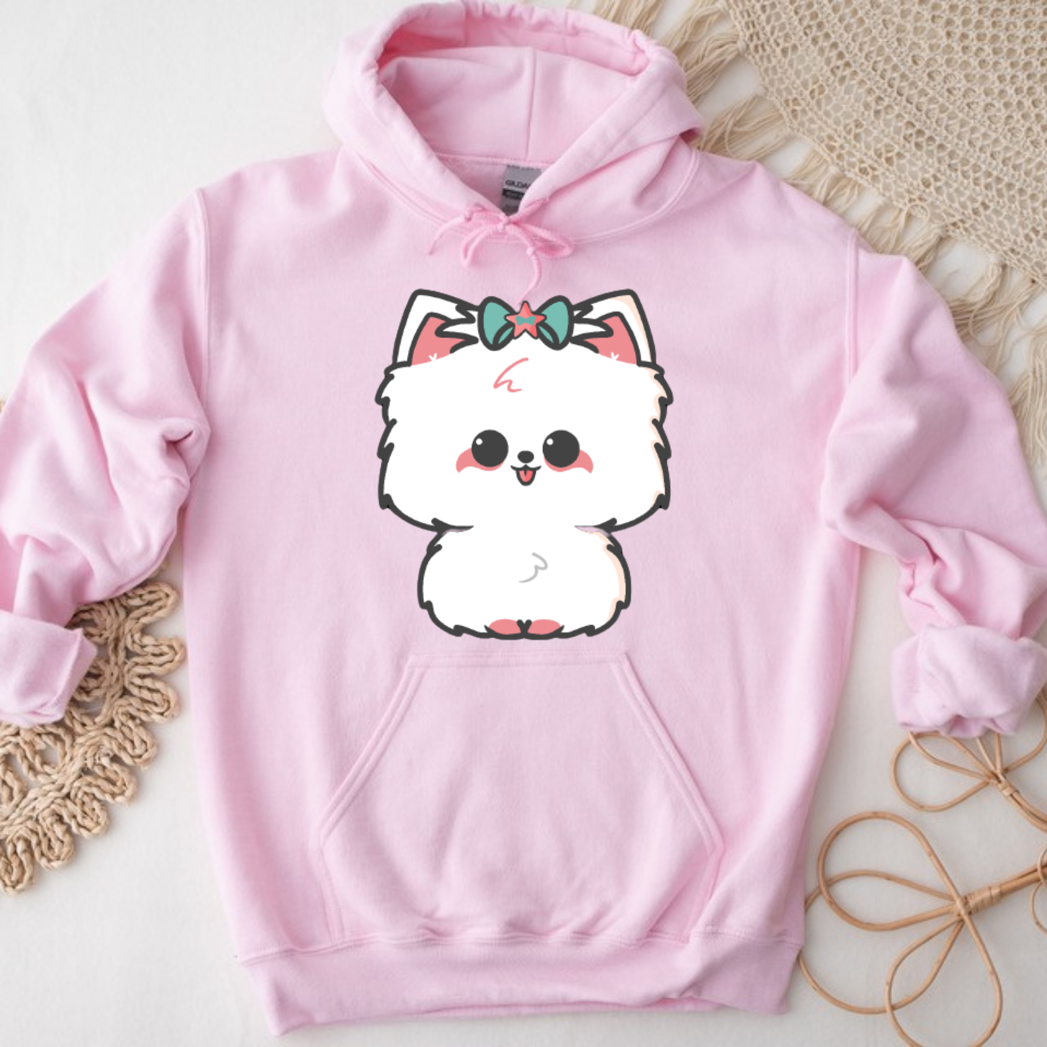White Puppy with Bow Hoodie