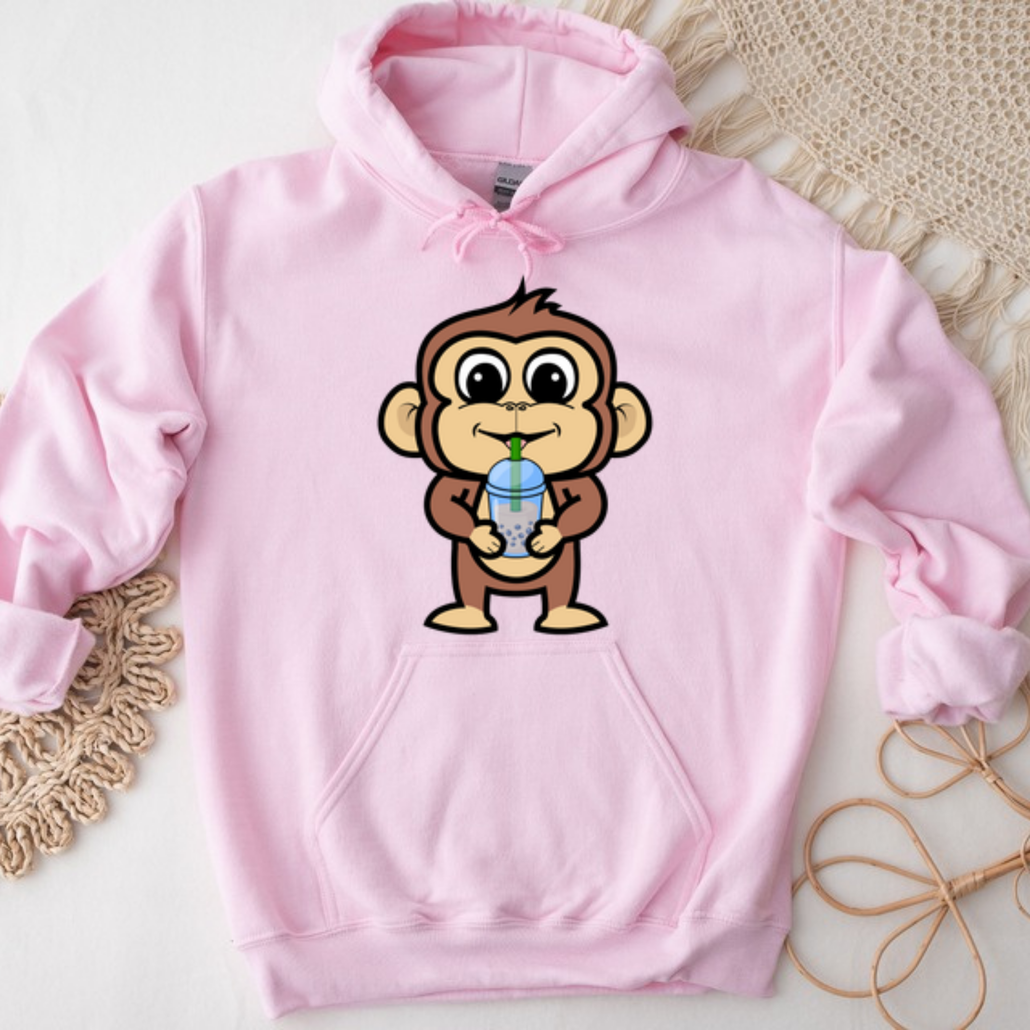 Monkey Drinking Boba Tea Hoodie