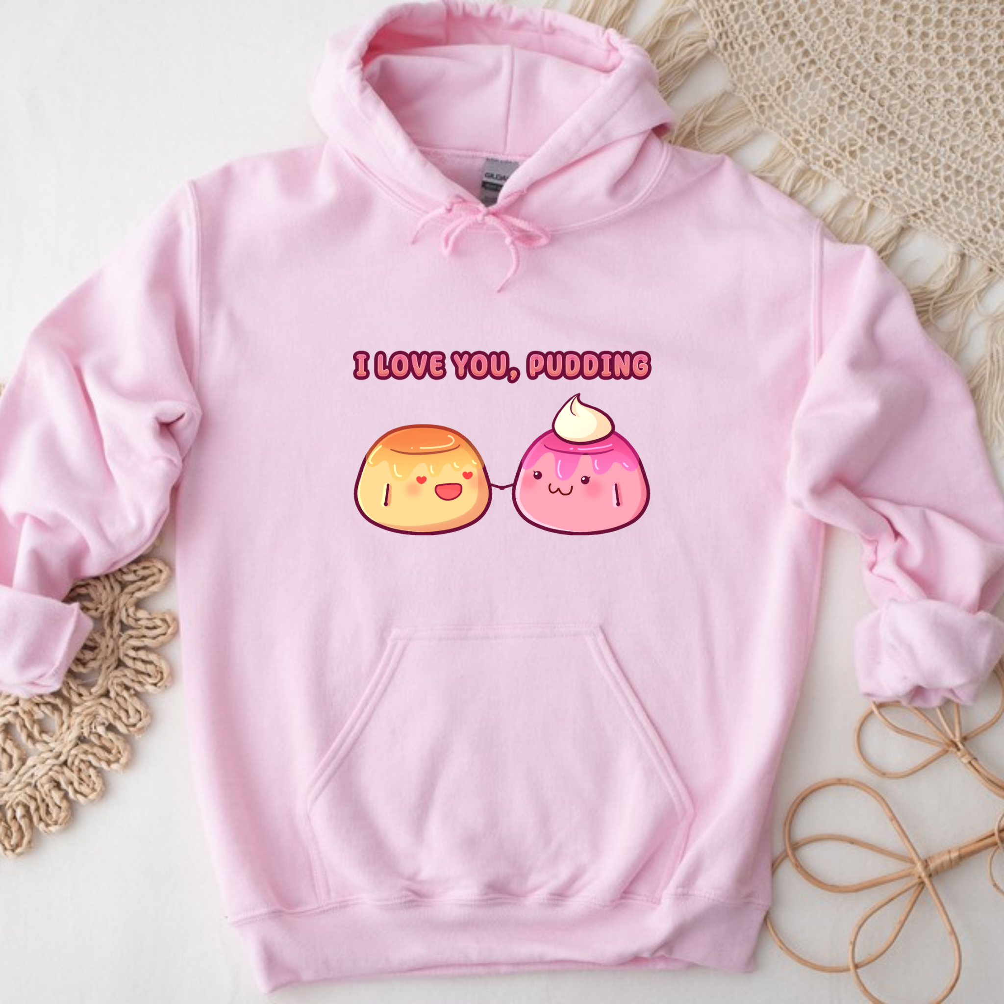 I Love You, Pudding Flan and Pudding Couple Hoodie