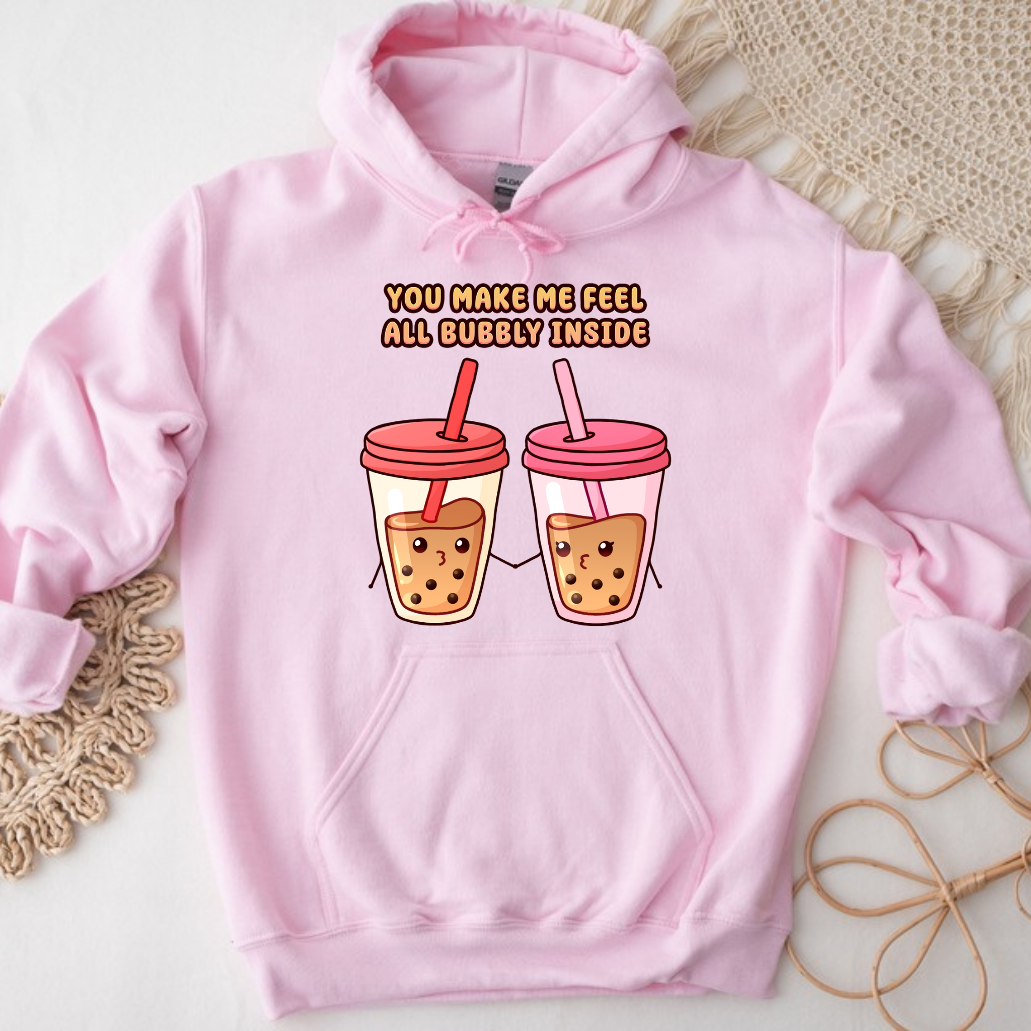 You Make Me Feel All Bubbly Inside Boba Tea Couple Hoodie