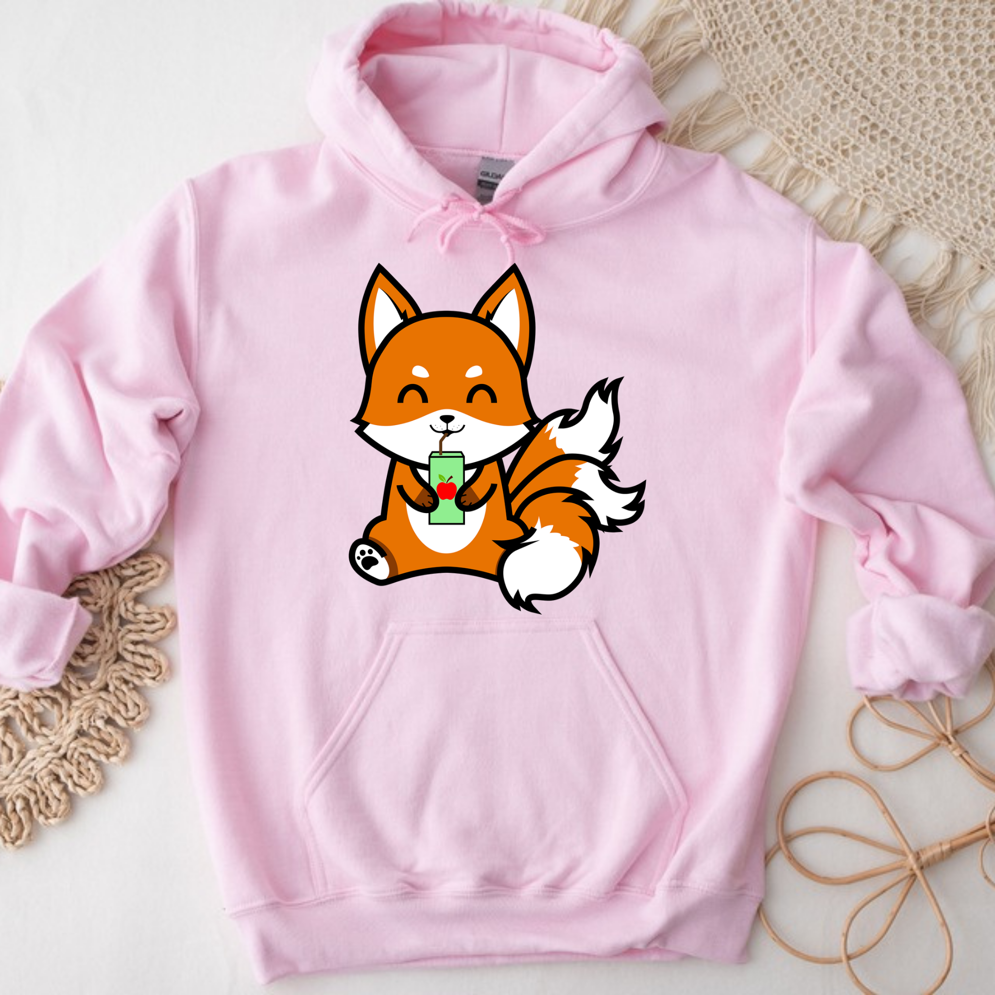 3-Tailed Fox Drinking Apple Juice Hoodie