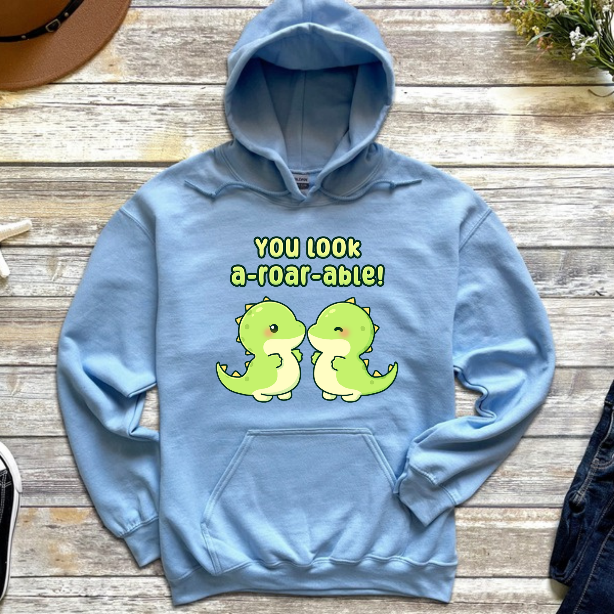 You Look A-Roar-Able! Dinosaur Couple Hoodie