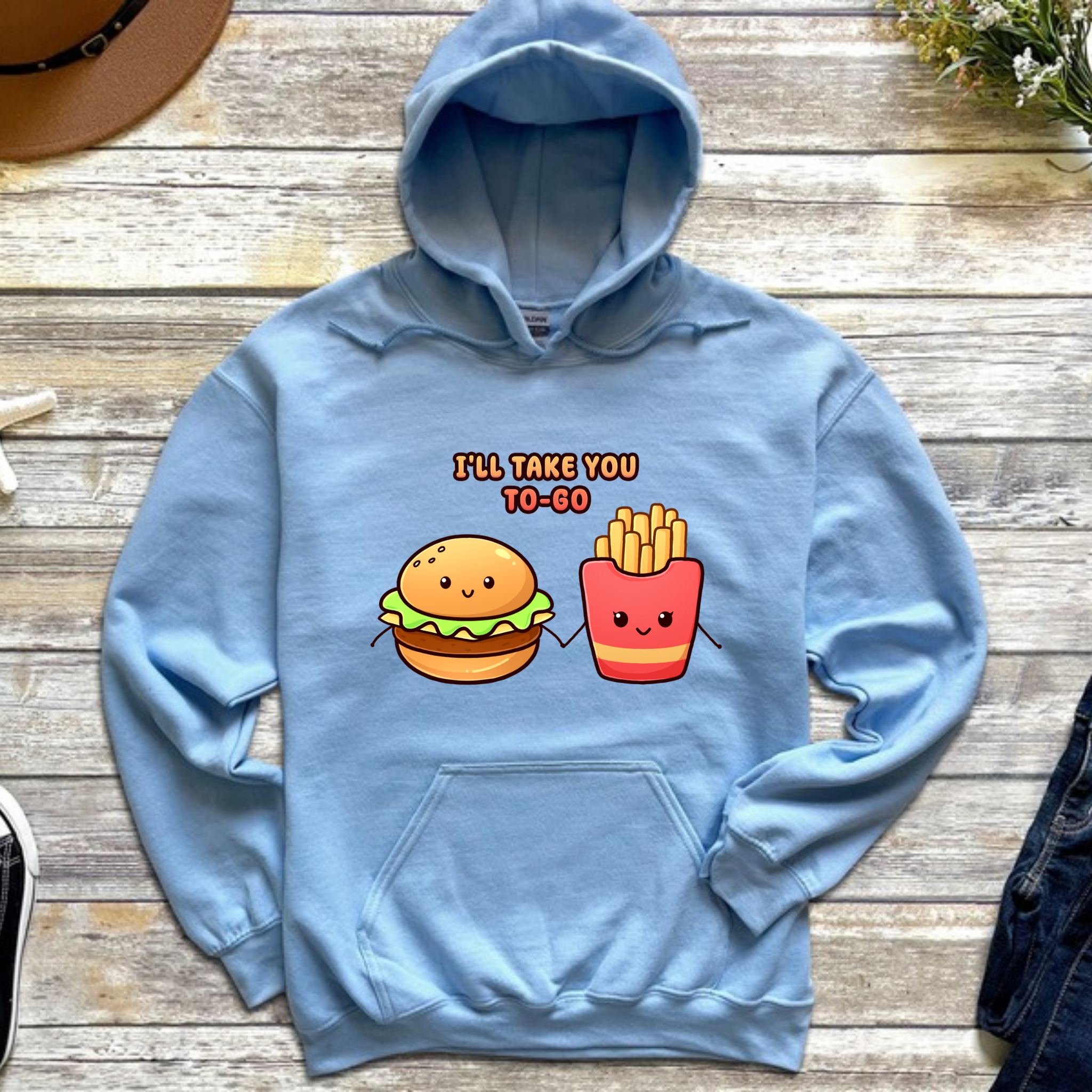 I'll Take You To-Go Burger and Fries Couple Hoodie