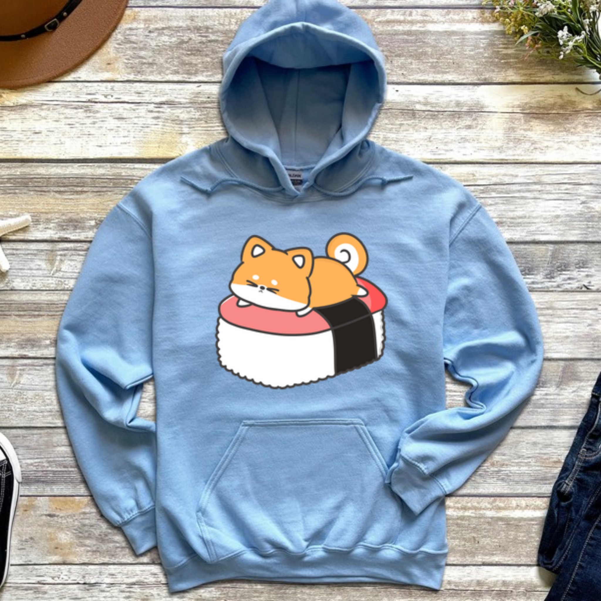 Puppy on Sushi Bed Hoodie