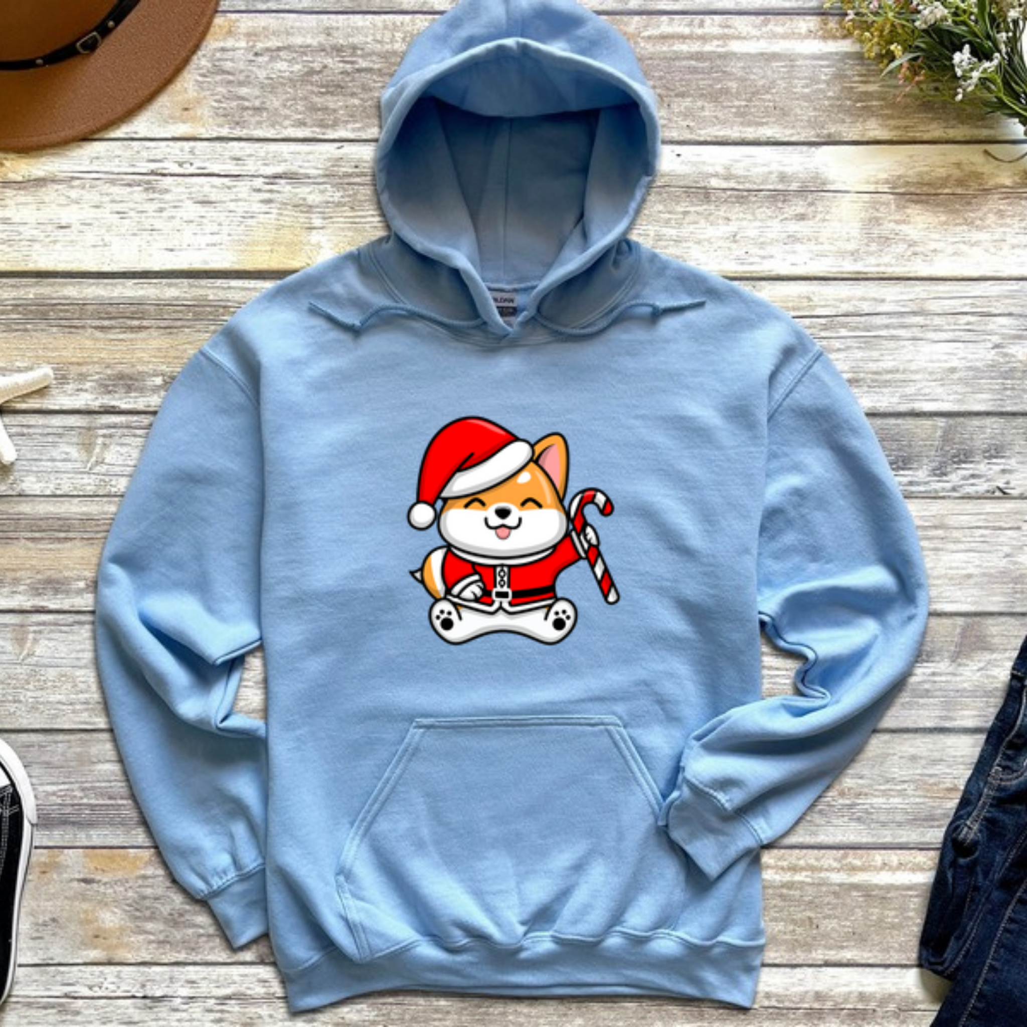Santa Puppy with Candy Cane Hoodie