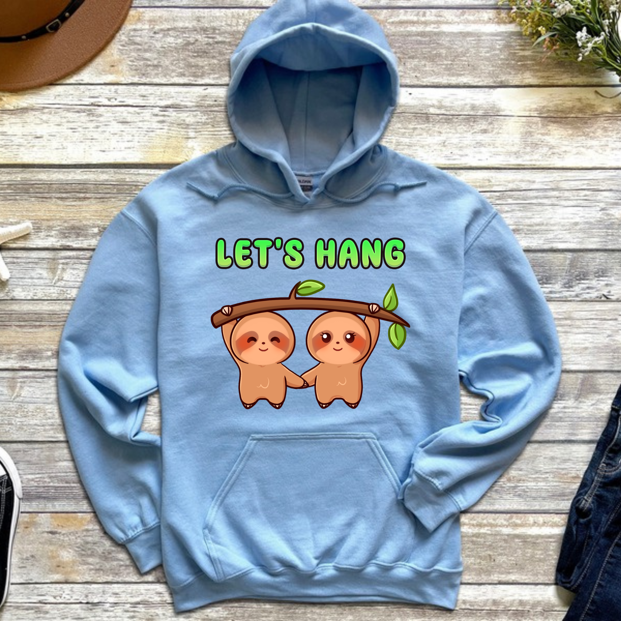 Let's Hang Sloth Couple Hoodie