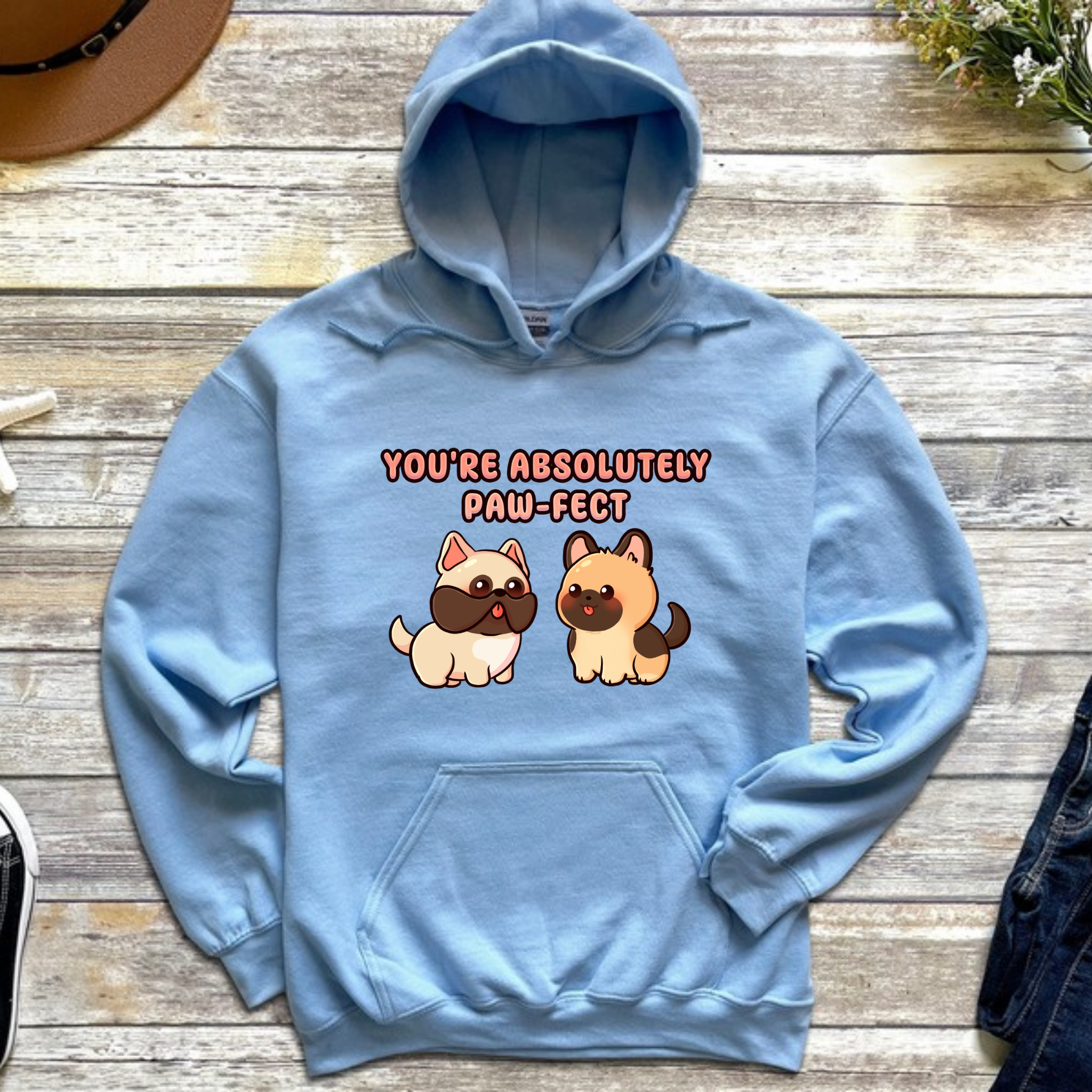 You're Absolutely Paw-fect Dog Couple - French Bulldog & German Shephard Hoodie