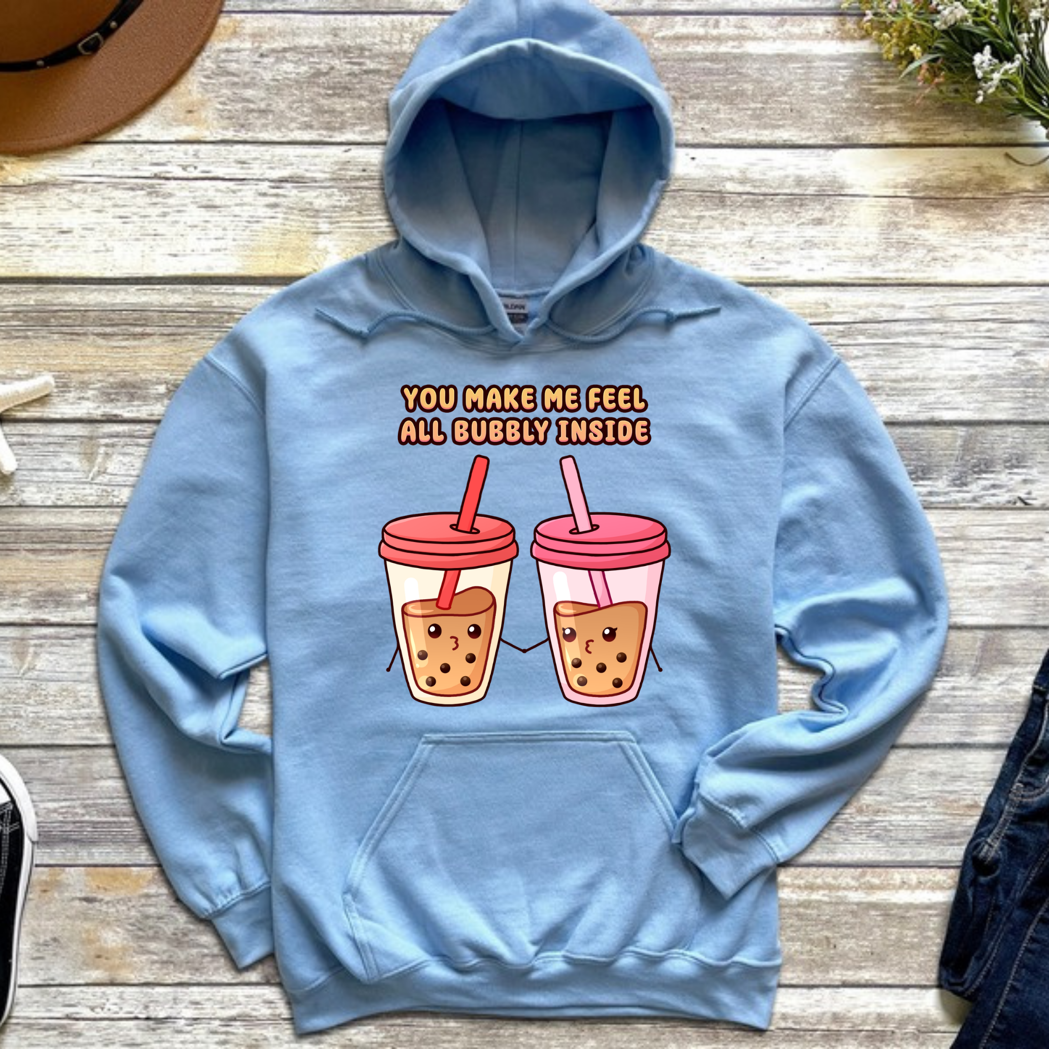 You Make Me Feel All Bubbly Inside Boba Tea Couple Hoodie