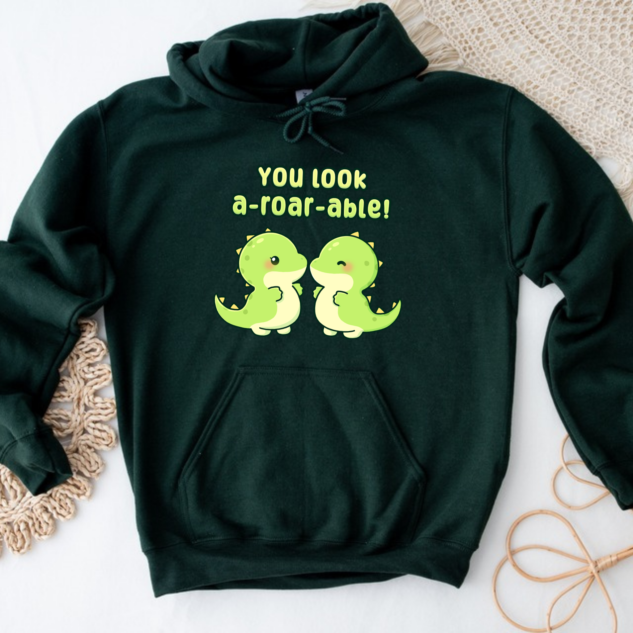 You Look A-Roar-Able! Dinosaur Couple Hoodie