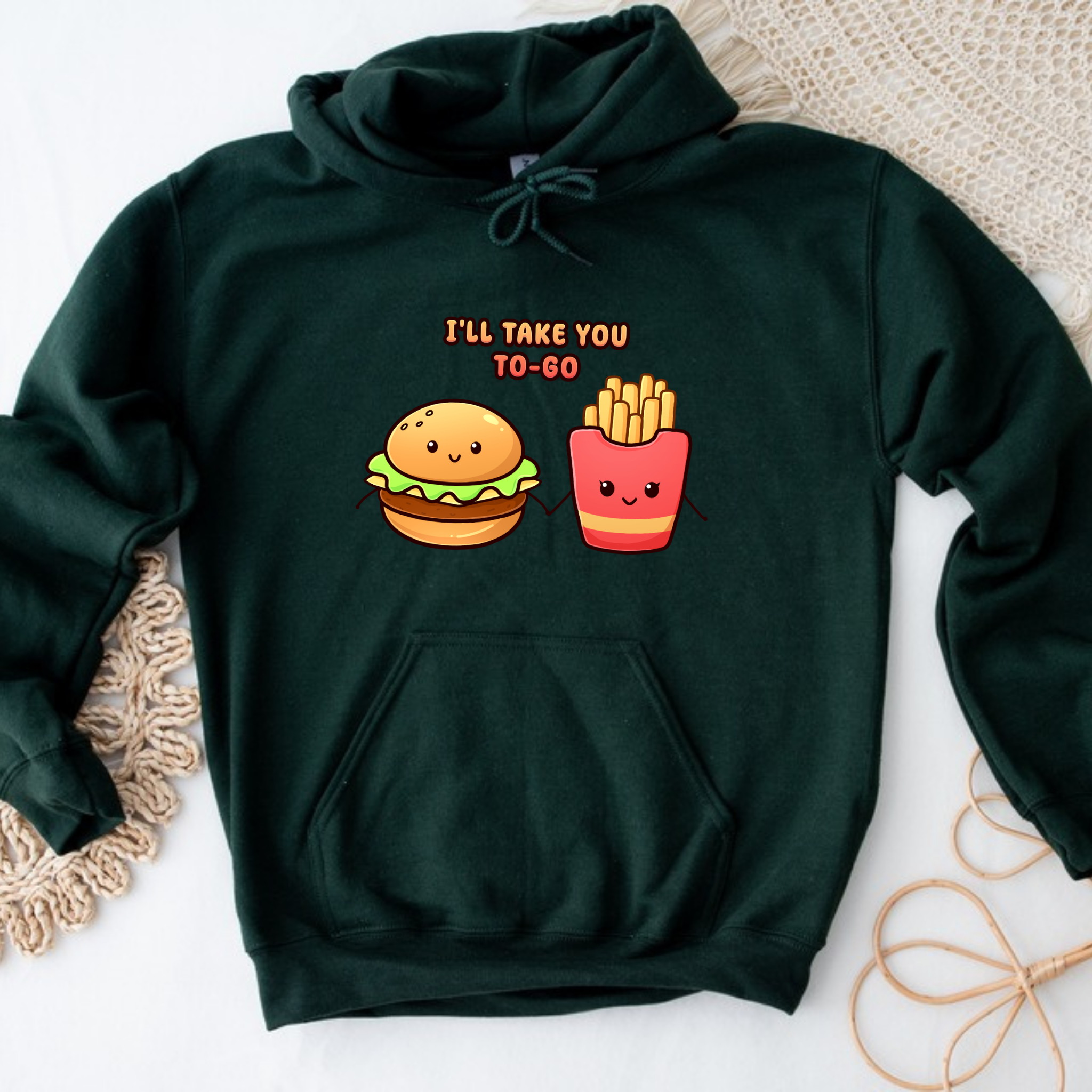 I'll Take You To-Go Burger and Fries Couple Hoodie