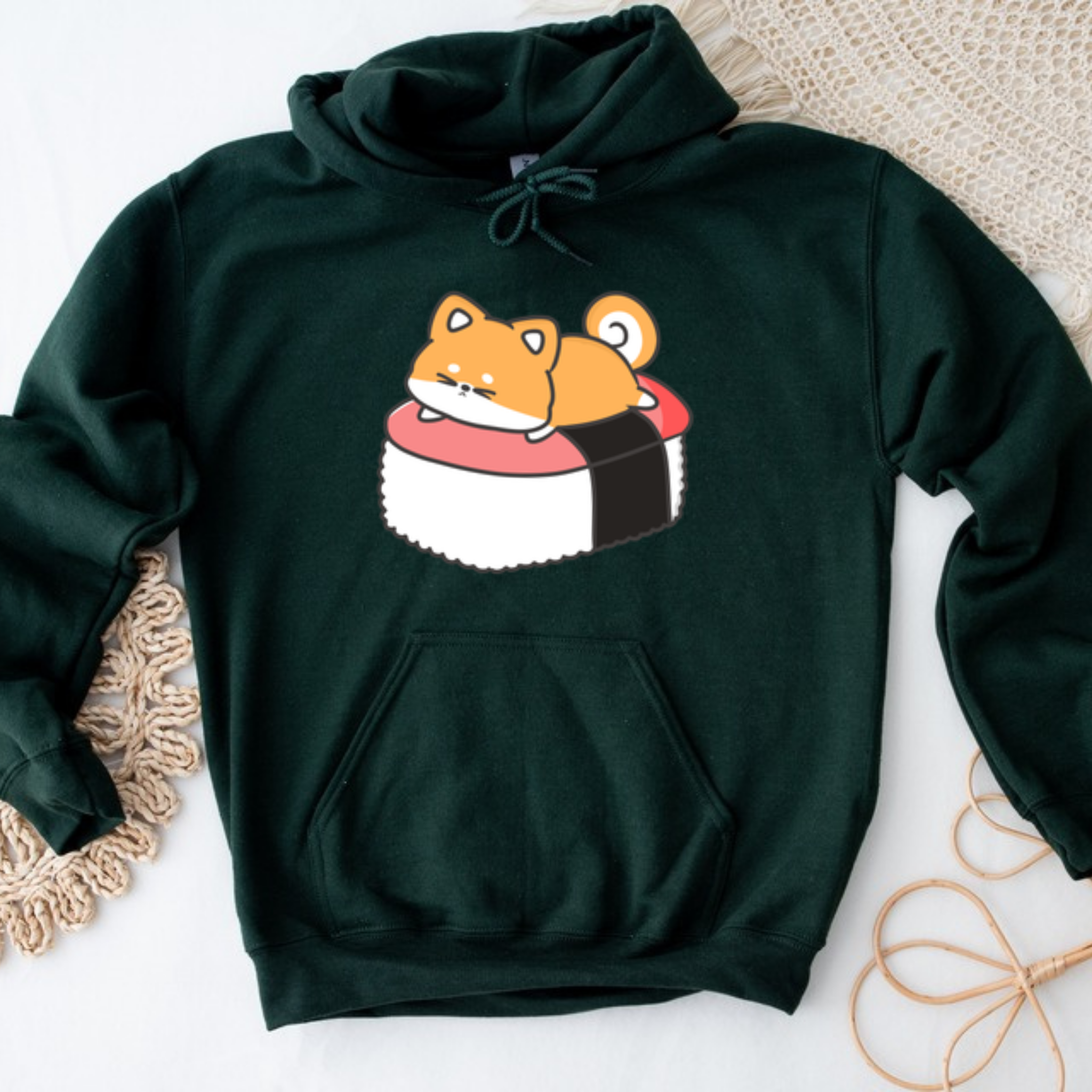 Puppy on Sushi Bed Hoodie