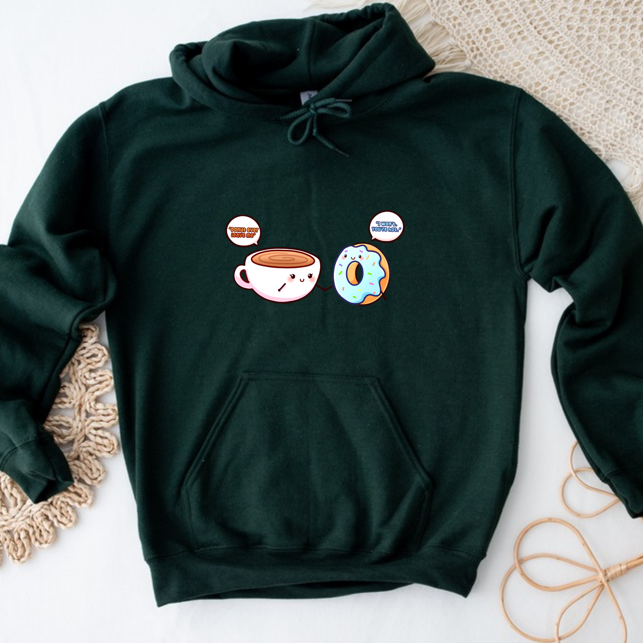 Donut Ever Leave Me Coffee and Donut Couple Hoodie
