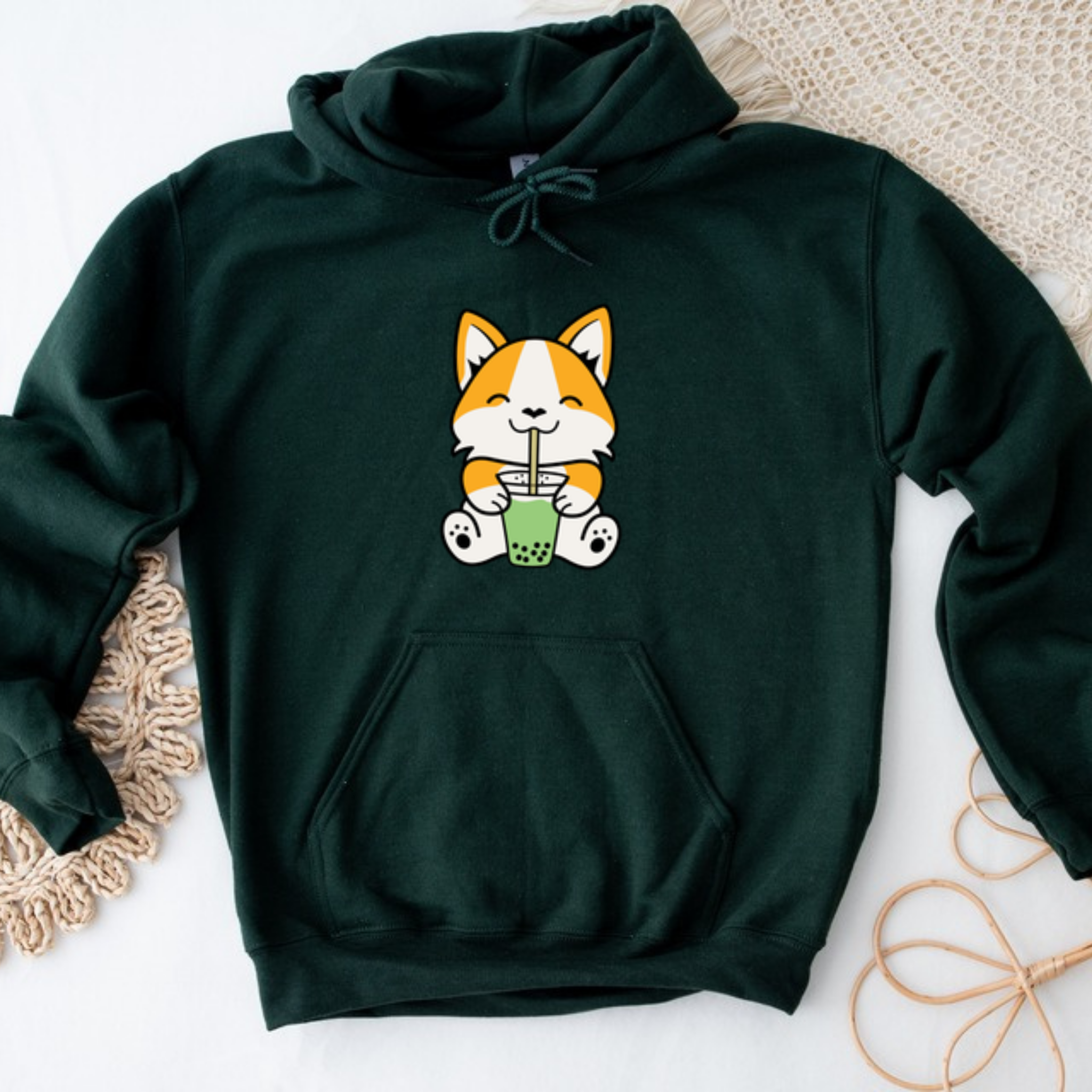 Dog Drinking Boba Tea Hoodie