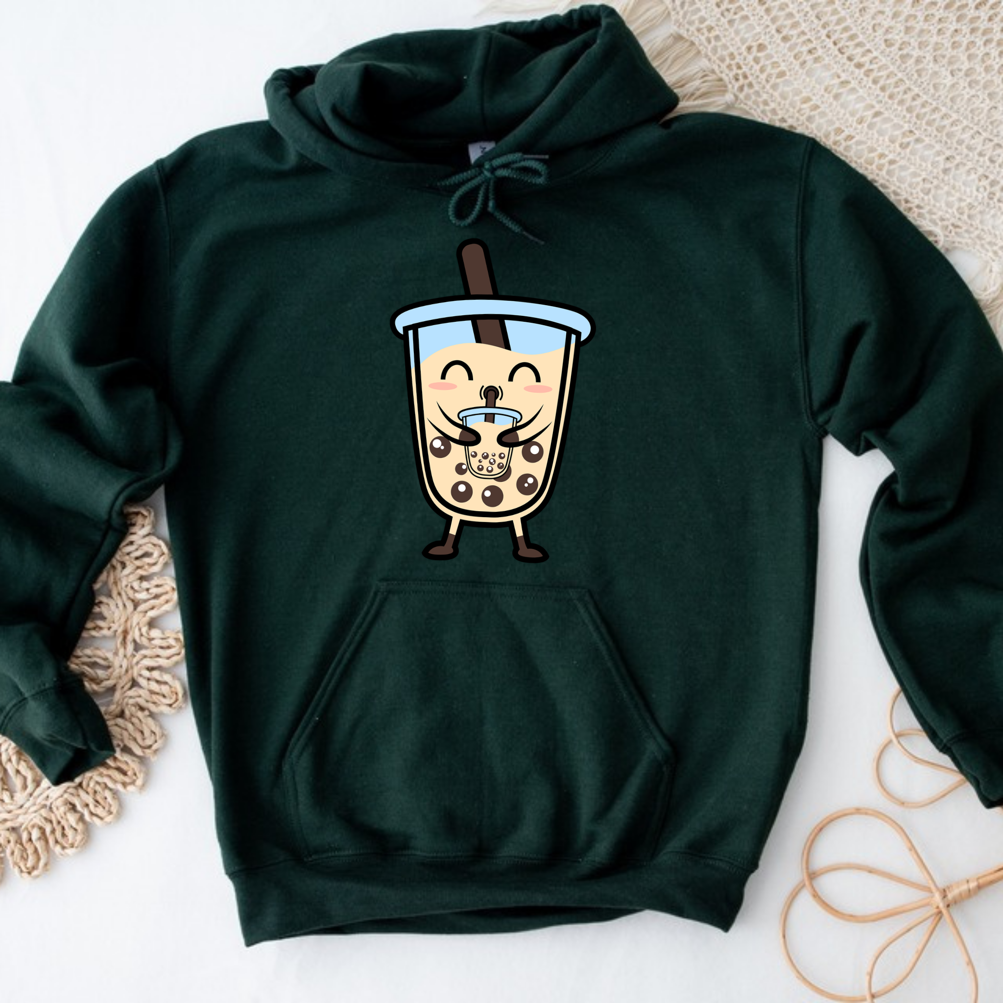 Boba Character Drinking Boba Tea Hoodie