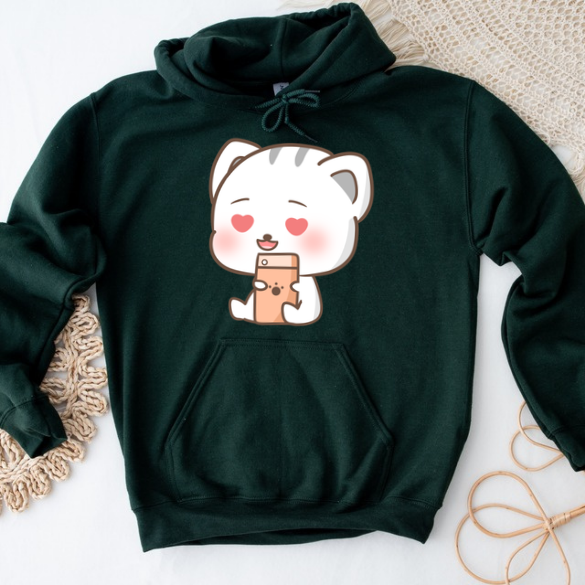 Texting in Love Kitten Hoodie