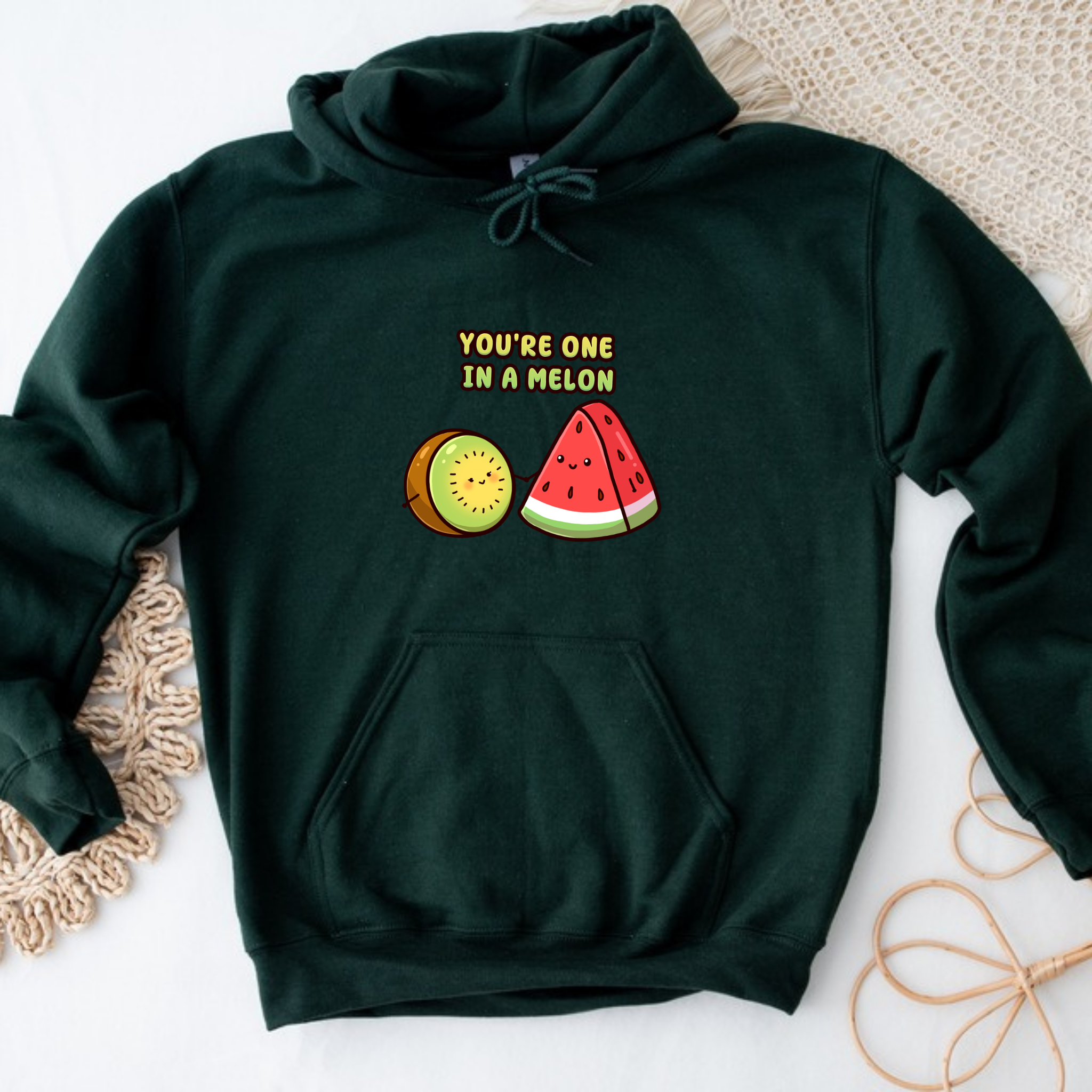 You're One in a Melon Kiwi and Watermelon Couple Hoodie
