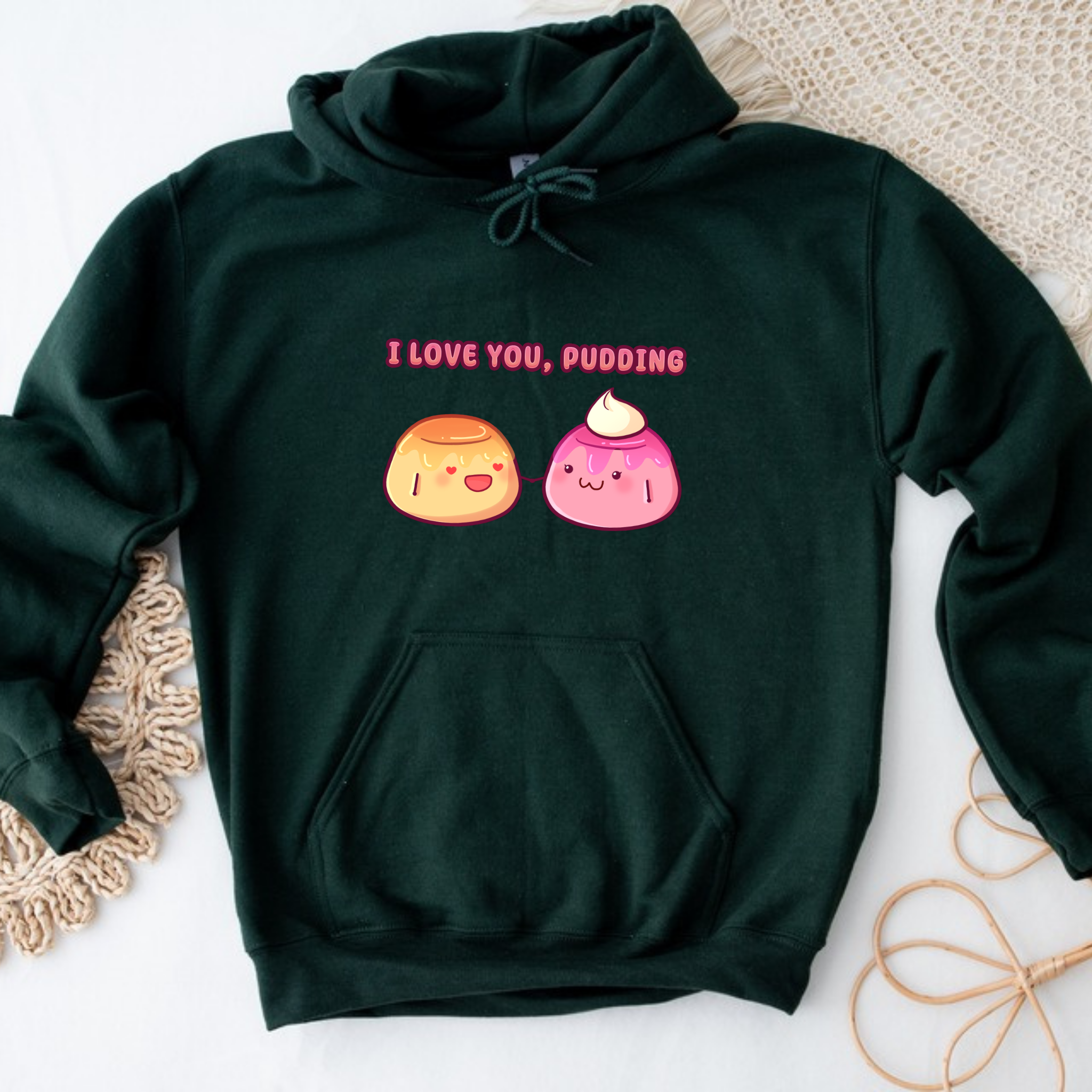 I Love You, Pudding Flan and Pudding Couple Hoodie