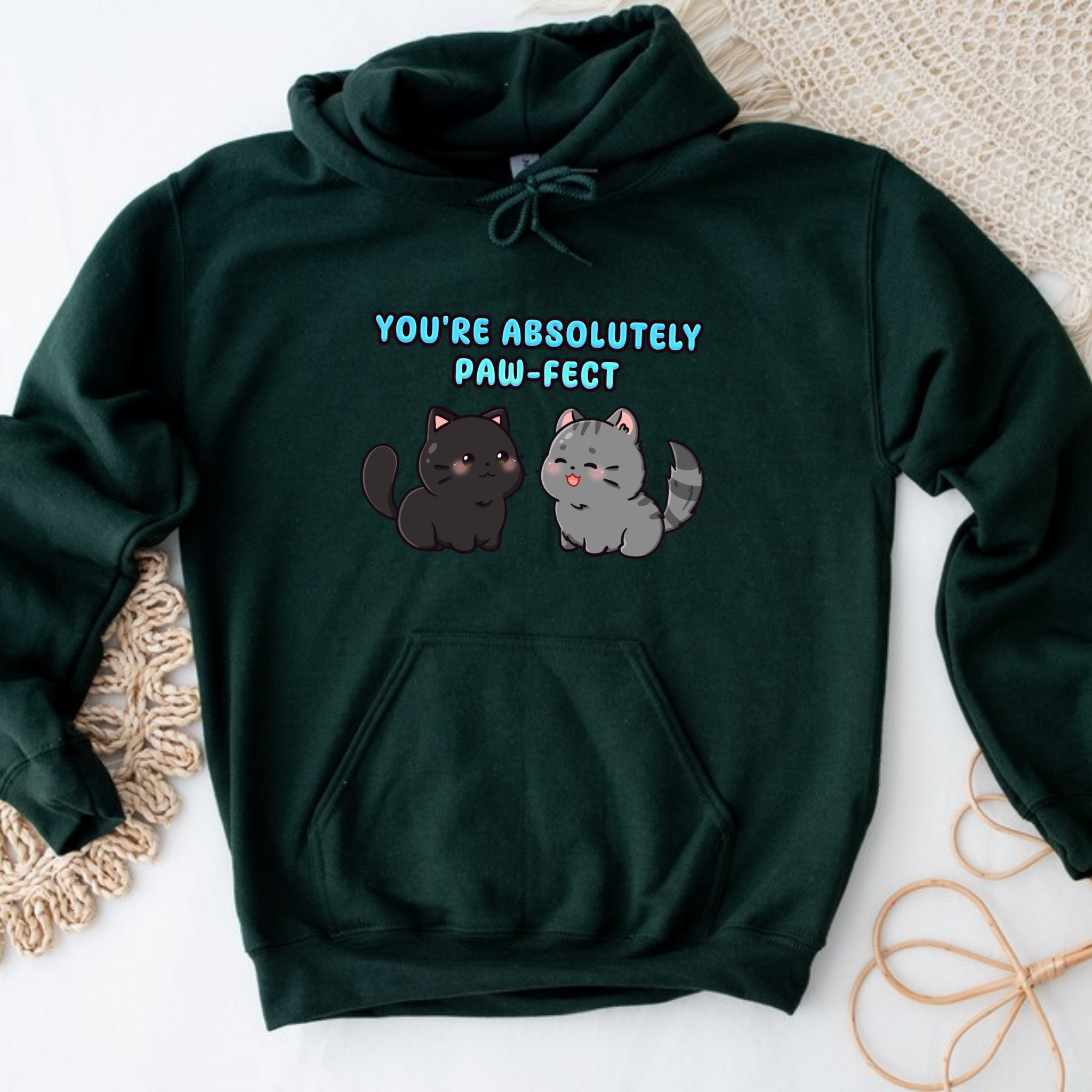 You're Absolutely Paw-Fect Cat Couple Hoodie