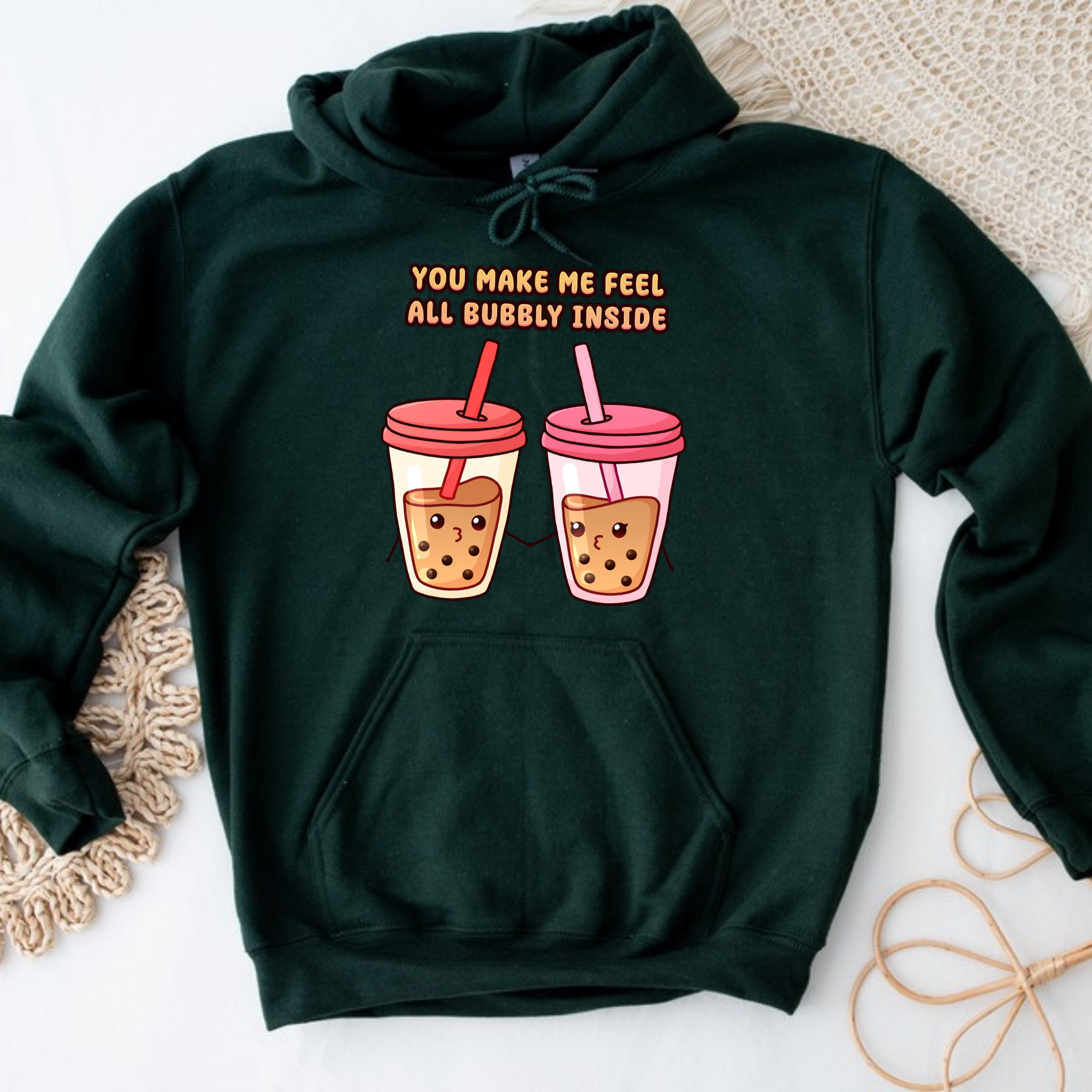 You Make Me Feel All Bubbly Inside Boba Tea Couple Hoodie