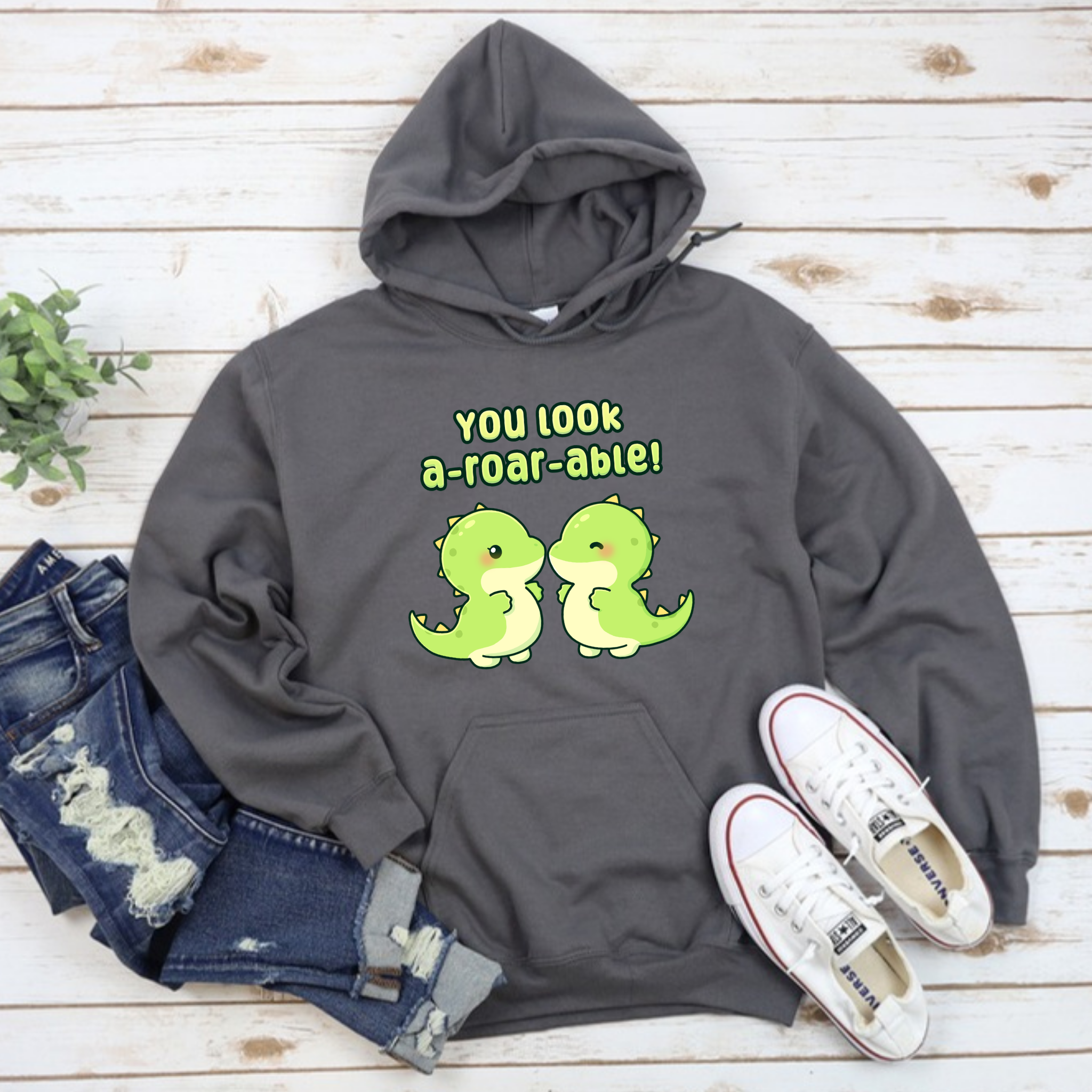 You Look A-Roar-Able! Dinosaur Couple Hoodie