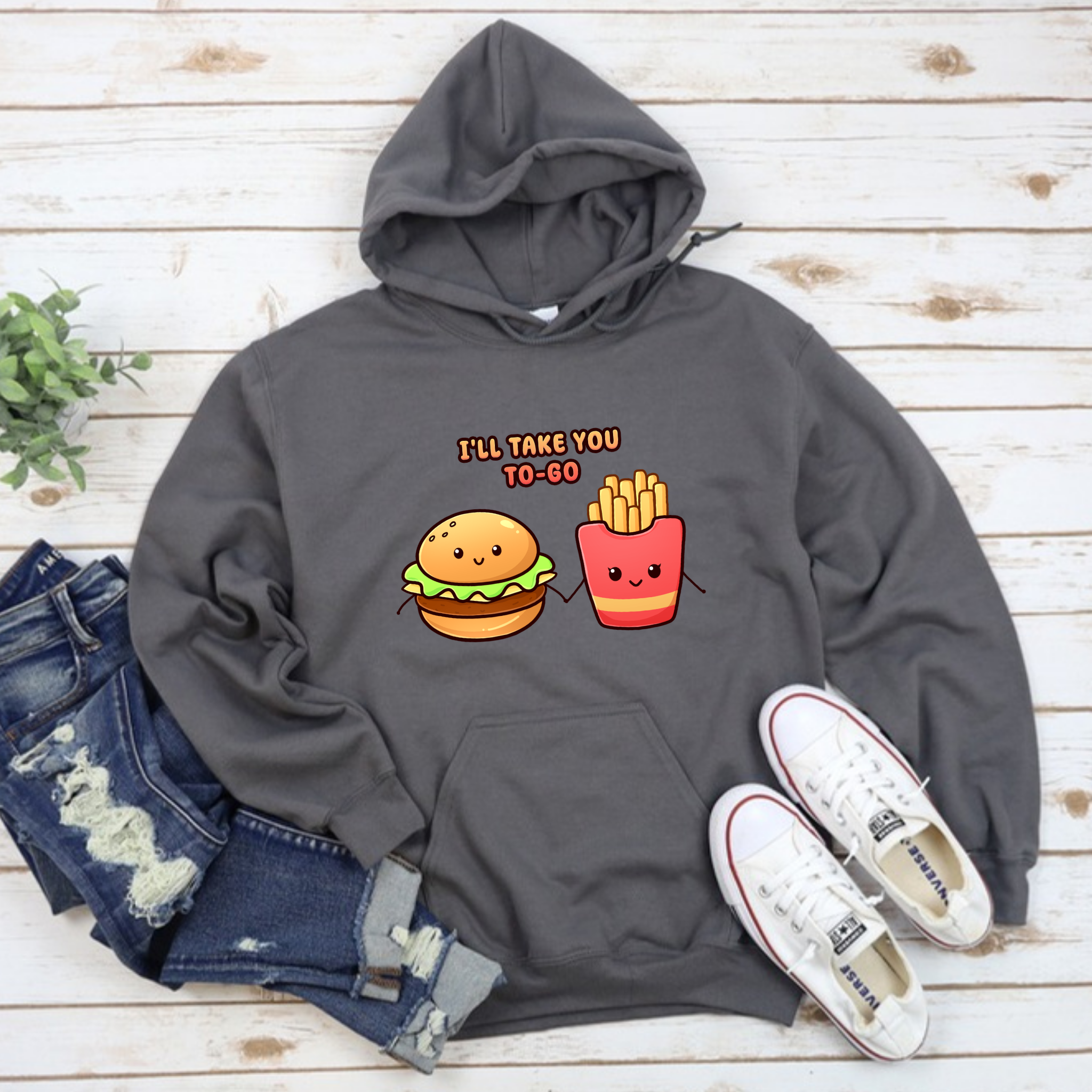 I'll Take You To-Go Burger and Fries Couple Hoodie