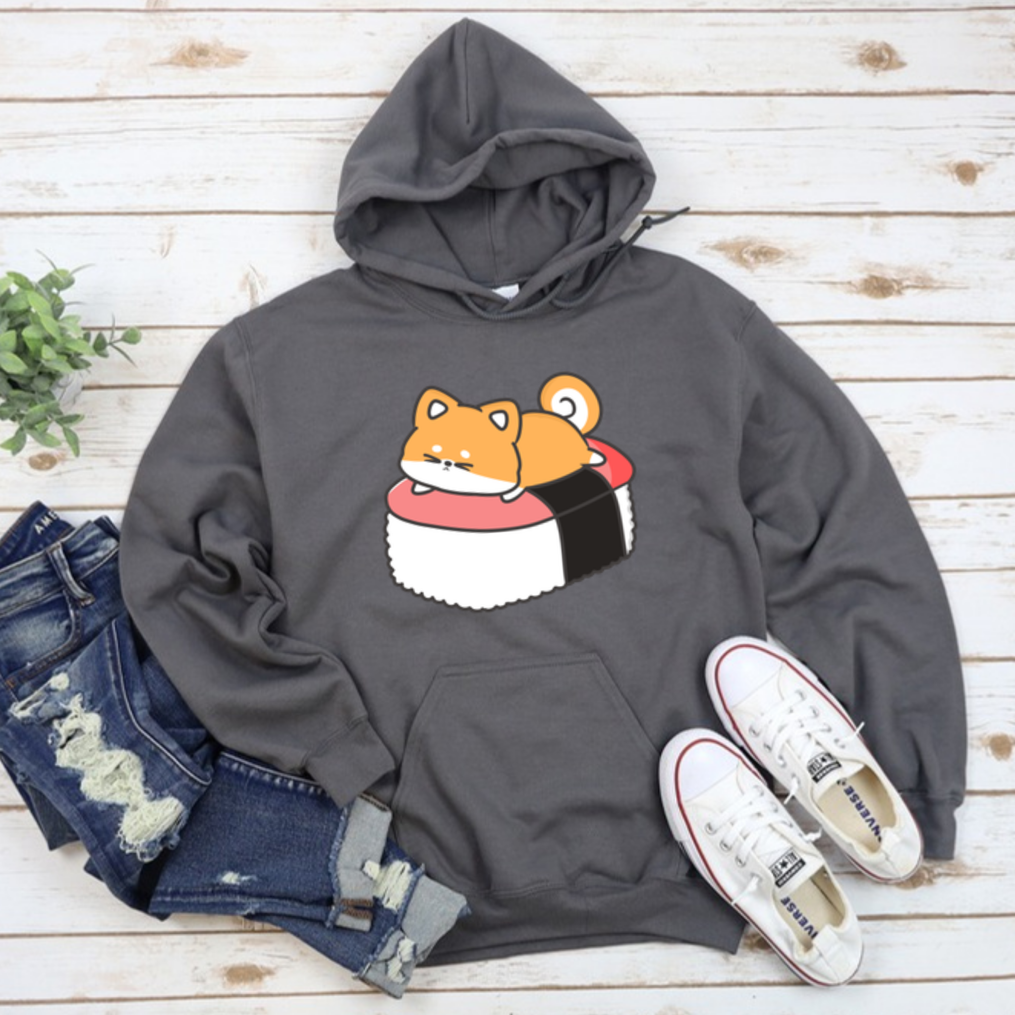 Puppy on Sushi Bed Hoodie
