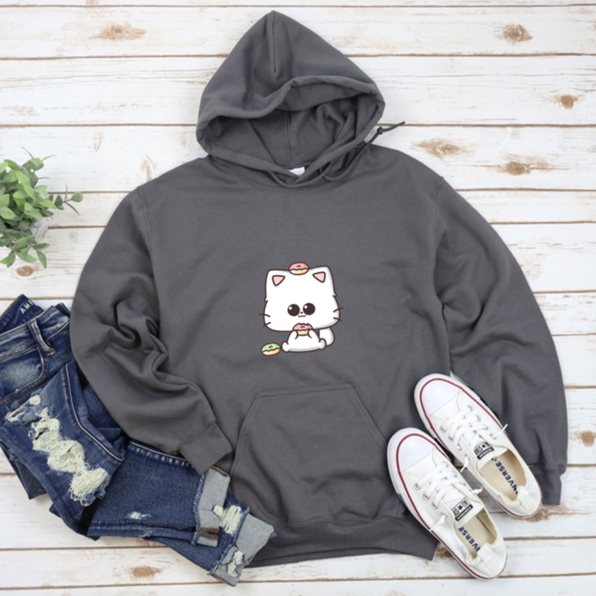 Kitten Eating Donuts Hoodie