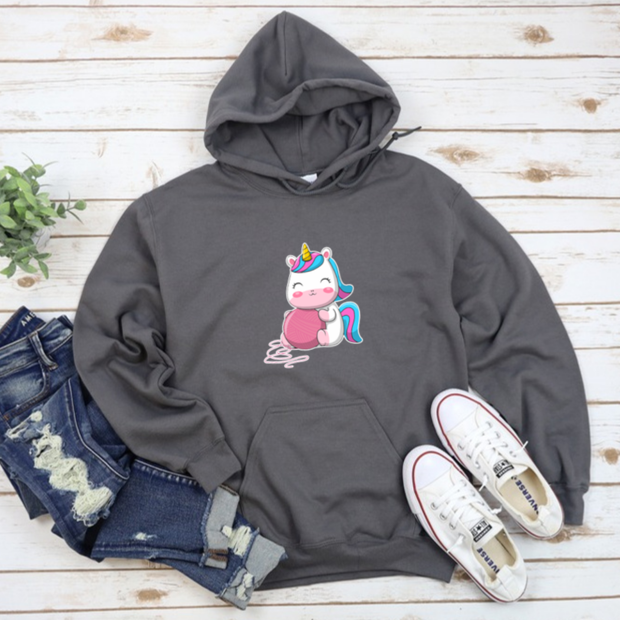 Rainbow Baby Unicorn with Yarn Hoodie