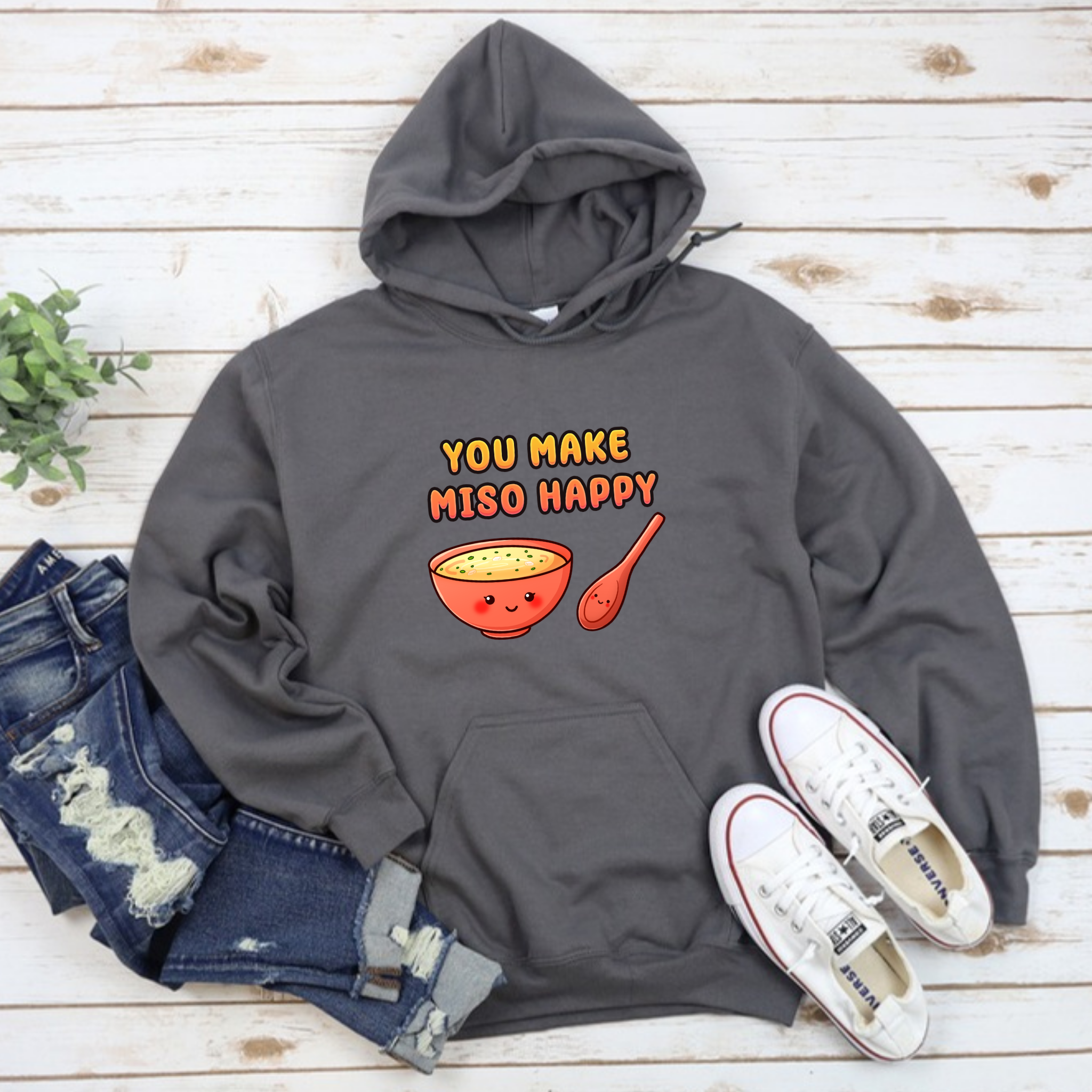 You Make Miso Happy Miso Soup and Spoon Couple Hoodie