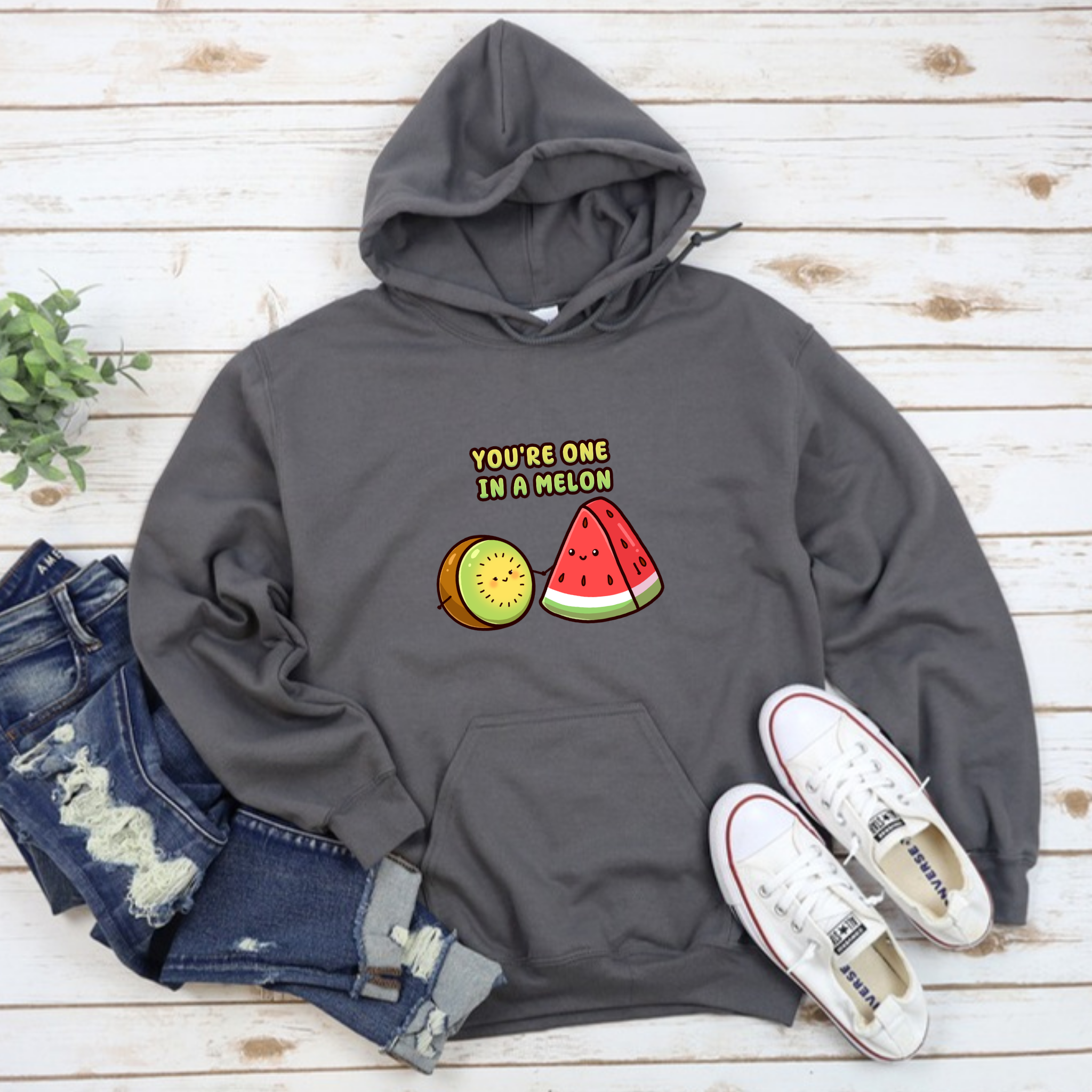 You're One in a Melon Kiwi and Watermelon Couple Hoodie